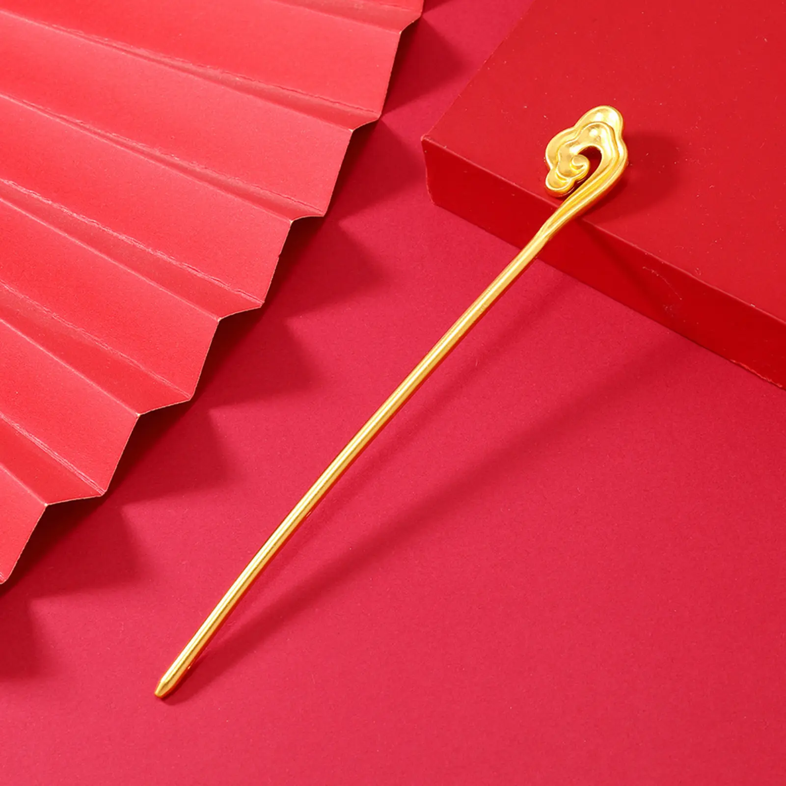 Vintage Chinese Style Hairpin Simple Auspicious Cloud Shaped Hair Stick For Women Shiny Metal Hairpin Girls Hair Accessories