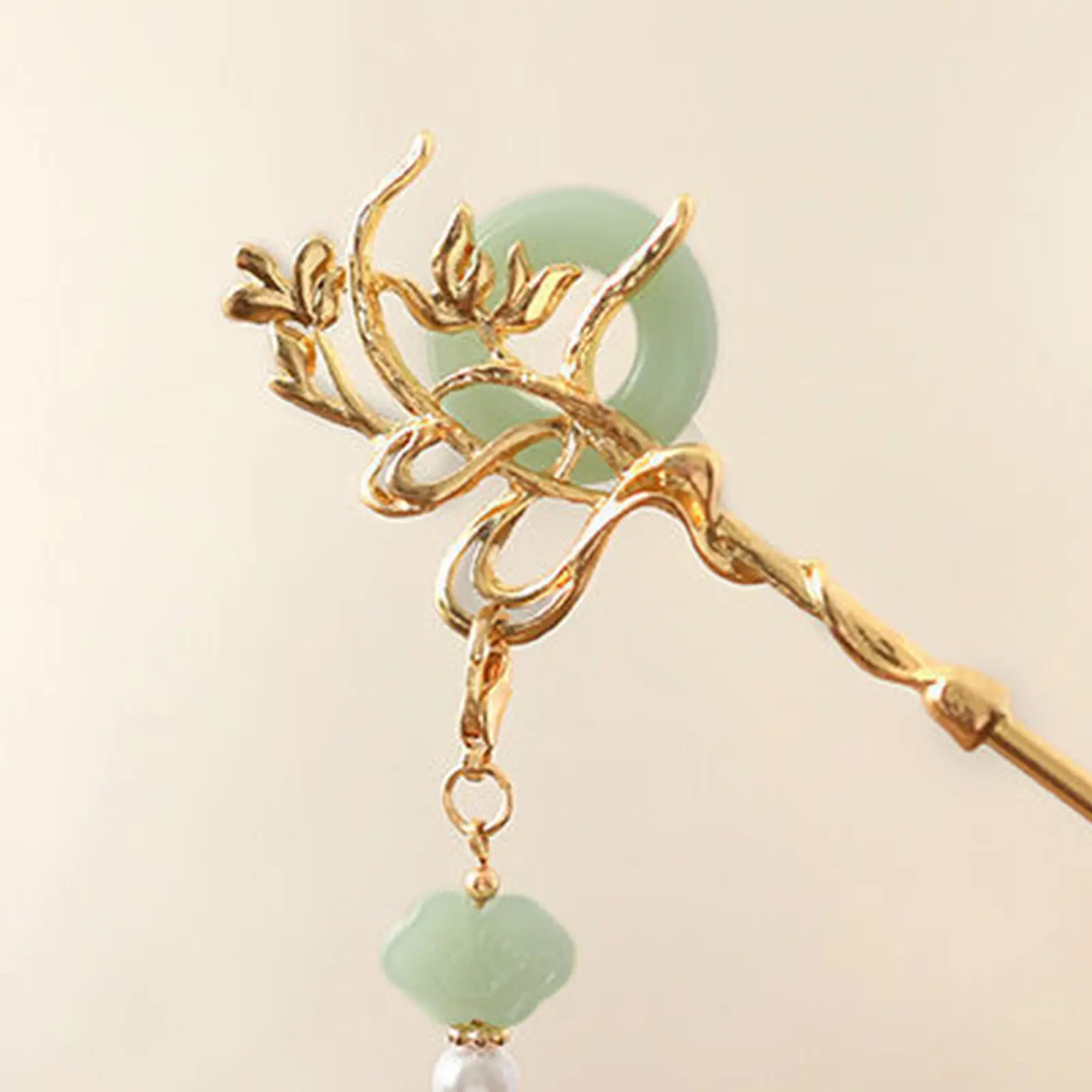 Chinese Style Glass Hairpin For Women Elegant Concentric Buckle Tassel Hair Stick Exquisite Metal Jewelry Hair Accessories 18cm