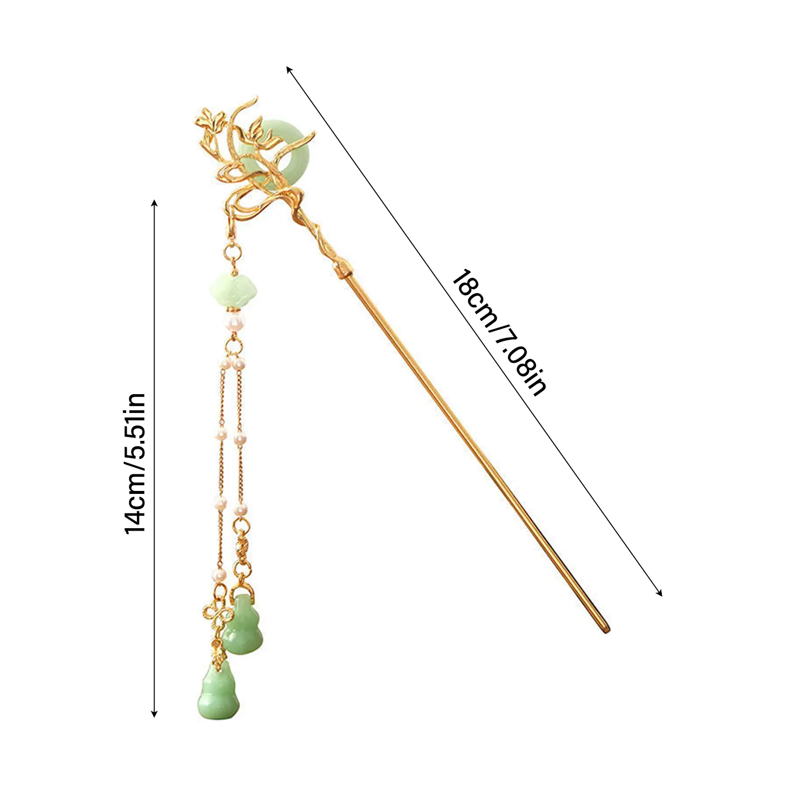 Chinese Style Glass Hairpin For Women Elegant Concentric Buckle Tassel Hair Stick Exquisite Metal Jewelry Hair Accessories 18cm