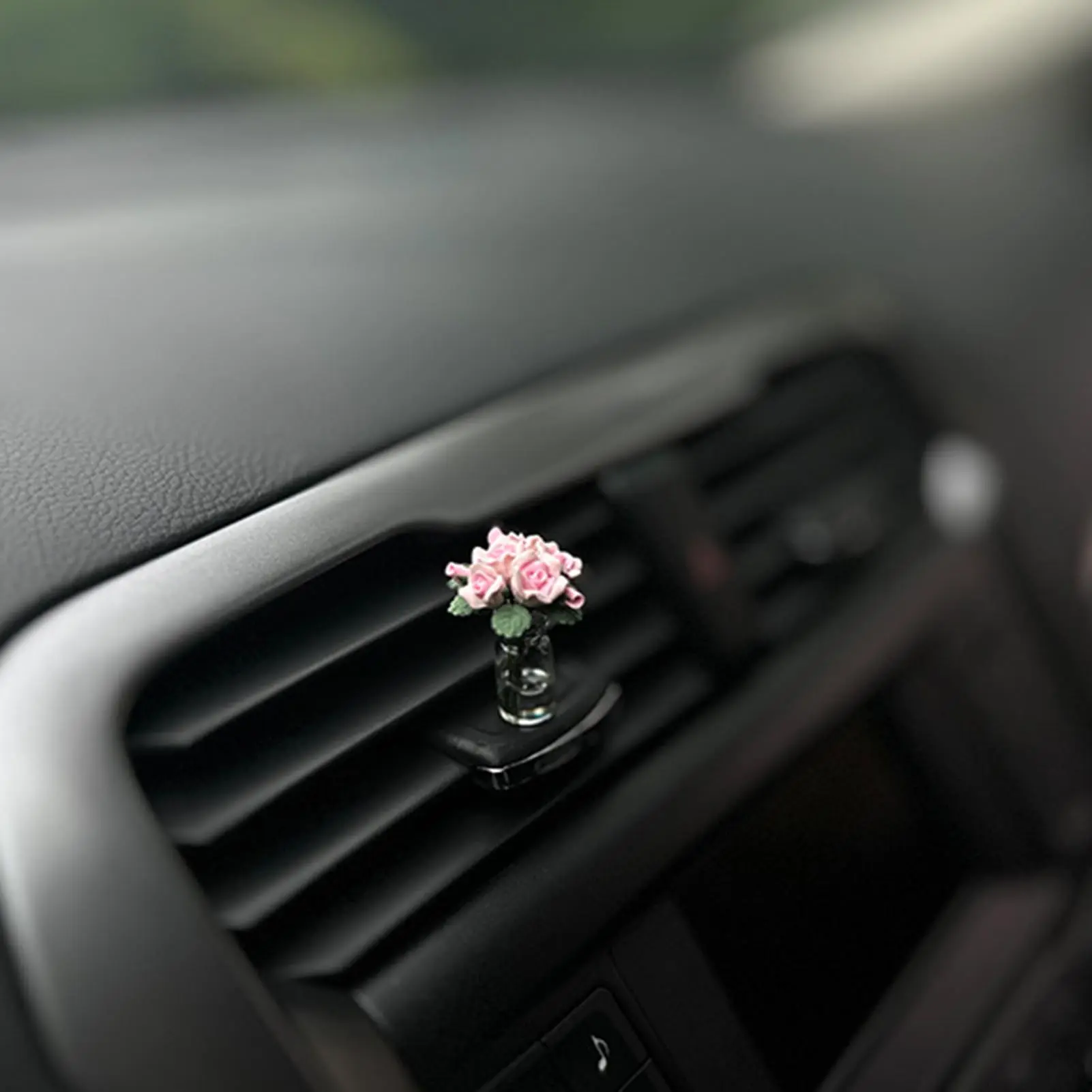 Car Decoration Ornaments Mini Glass Bottle Rose Ornament For Car Center Console Train Window Desk Dining Table Decoration Props