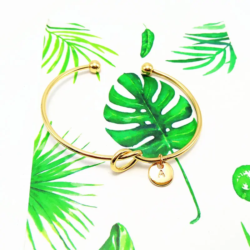 26 Letter Bracelet For Women Fashionable Geometric Knot Opening Bangle Minimalist OL Style Hand Jewelry Accessories Hand Chain