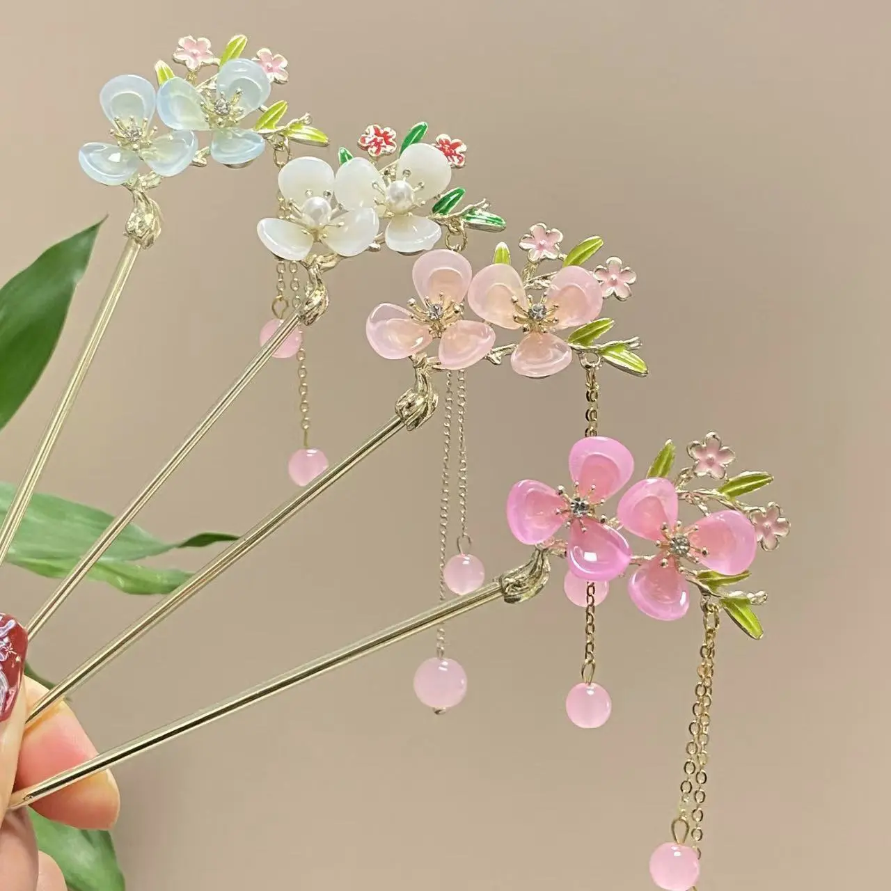 Fairy Spring Element Hairpin For Women Exquisite Flower Tassel Hair Stick Elegant Metal Jewelry Hair Accessories Hanfu Hair Pins