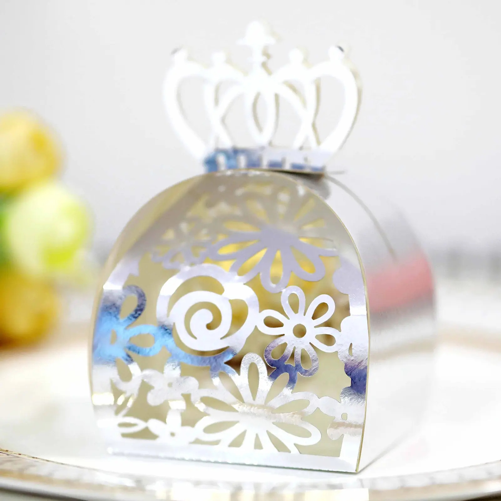 50pcs Candy Storage Boxes Hollow Crown Shaped Candy Box For Chocolate Dessert Cookies Biscuit Creative Wedding Party Gift Bag