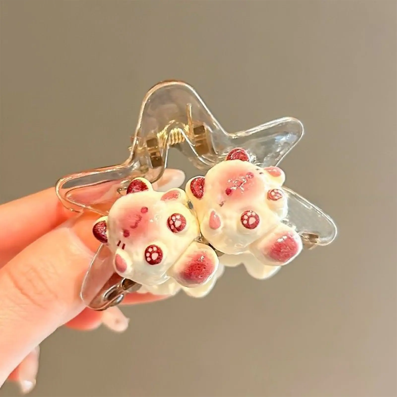 Cartoon Cat Hair Claw For Women Cute Transparent Pentagram Cat Shark Clip Creative Geometry Hair Gripper Girls Hair Accessories