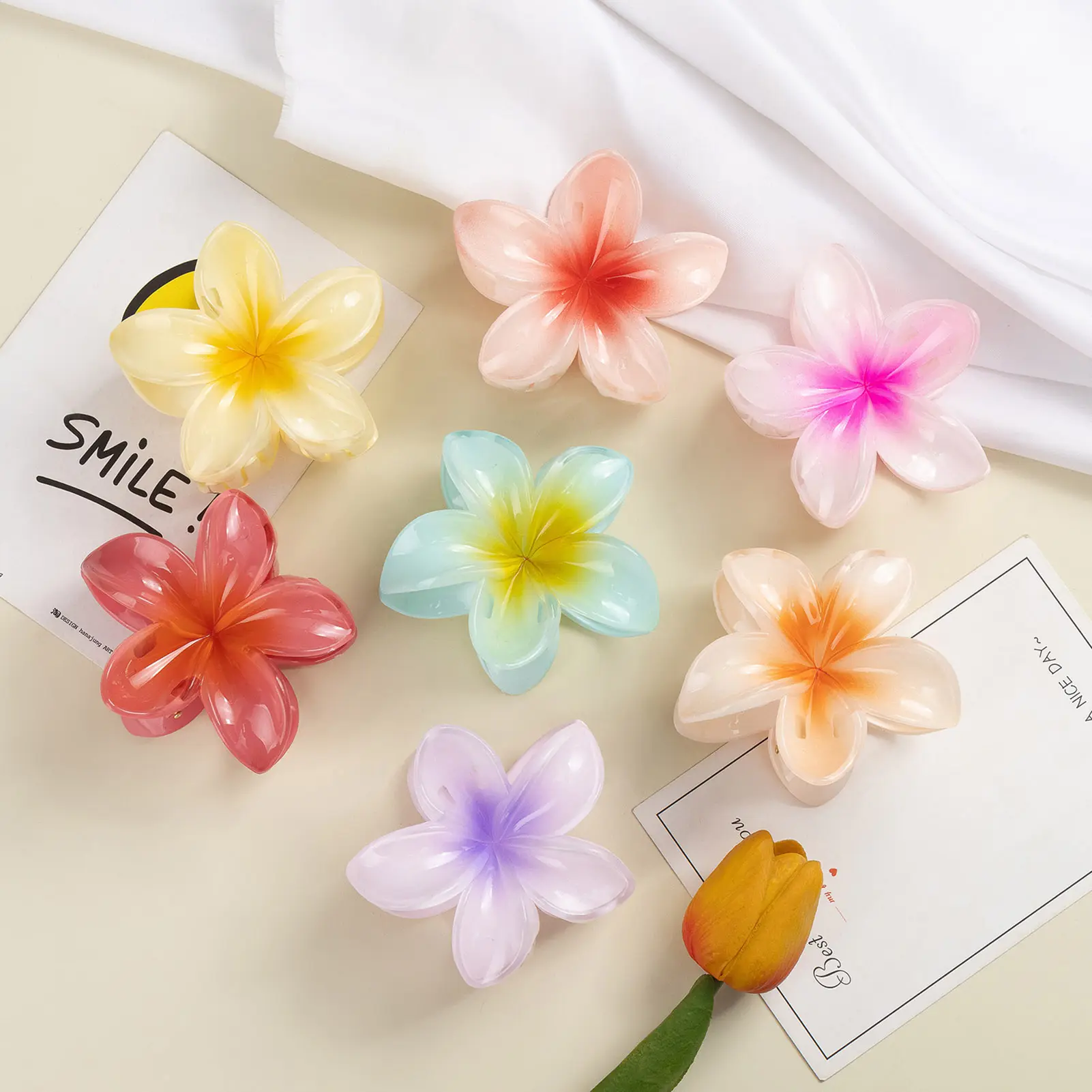 1/4/6pcs Flower Claw Clips For Women Summer Sweety Flower Shape Acetic Acid Hair Clip Elegant Bohemia Style Hair Accessories