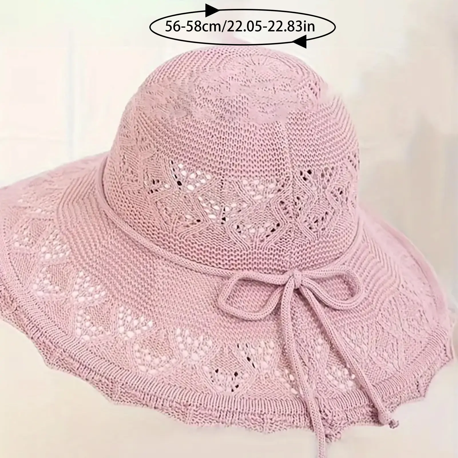 Fashionable Knitted Bow Sun Hat For Women Seaside Breathable Folding Wide Brimmed Hat Trendy Sweety Summer Sun Hat Bucket Caps