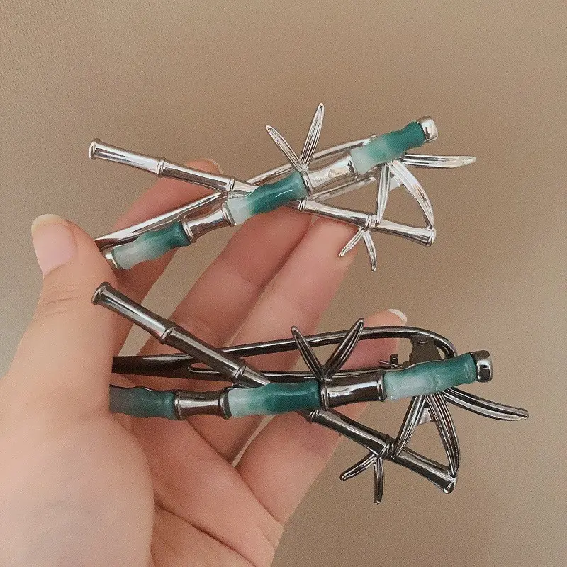 New Chinese Style Hair Clip For Women Elegant Bamboo Design Hair Gripper Clip Girls Metal Hair Accessories Vintage Updo Hairpins