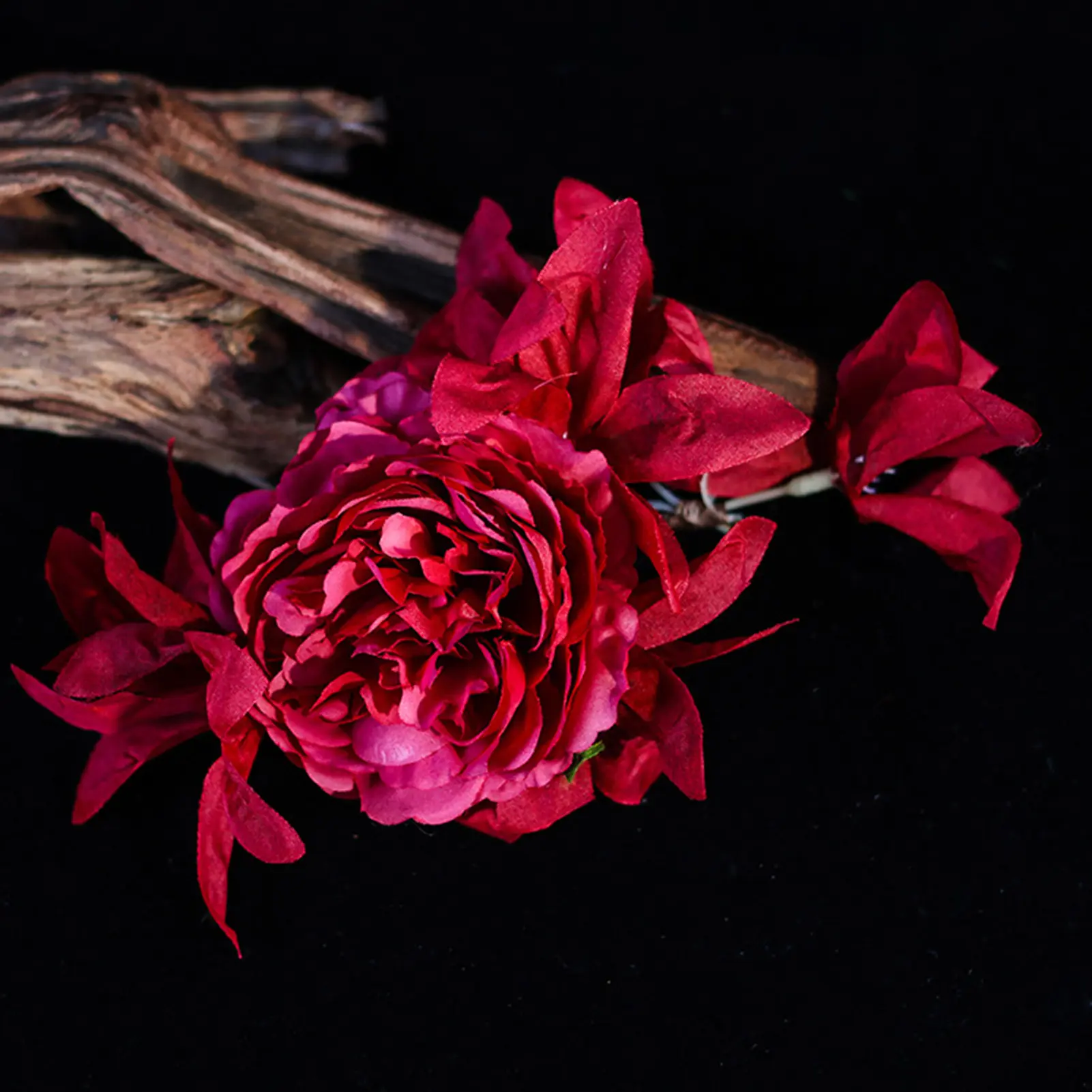 Vintage Red Flower Hairpin Handmade Gauze Peony Side Barrettes For Women Elegant Luxury Wedding Flower Hair Accessories Hair Pin