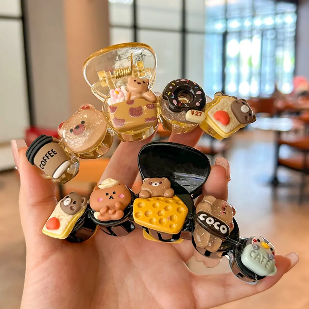 10/11cm Large Hair Claw For Women Lovely Cartoon Bear Cat Element Shark Hair Gripper Summer Outdoor Plastic Geometric Hair Clip