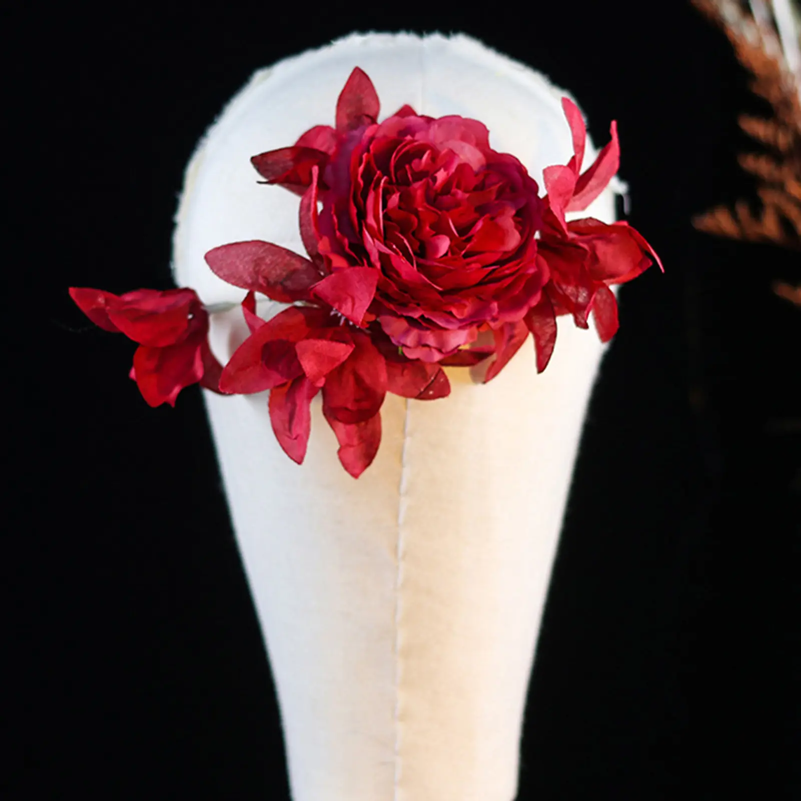 Vintage Red Flower Hairpin Handmade Gauze Peony Side Barrettes For Women Elegant Luxury Wedding Flower Hair Accessories Hair Pin