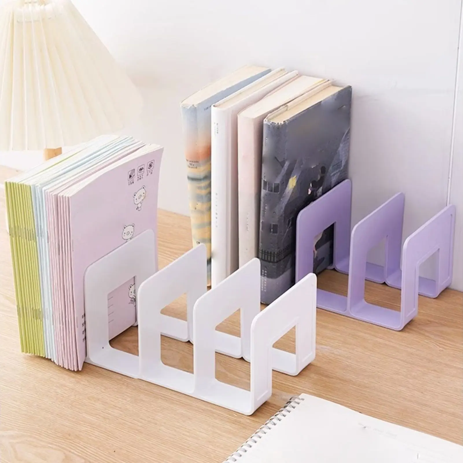 Desktop File Storage Rack Macaron Colored Plastic Folder School Company Office Vertical Book Notebook Holder Organizer Supplies