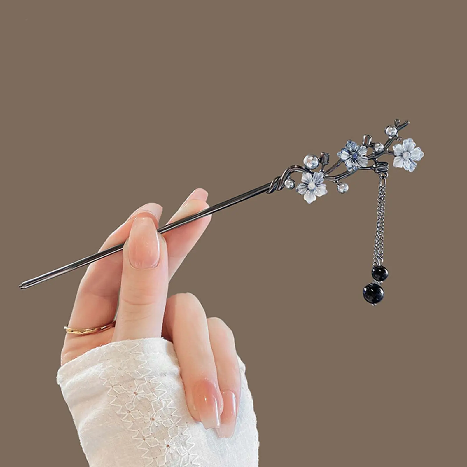 Neo Chinese Style Metal Hairpin For Women Exquisite Flower Butterfly Tassel Hair Stick Hanfu Dress Jewelry Hair Accessories 1pc