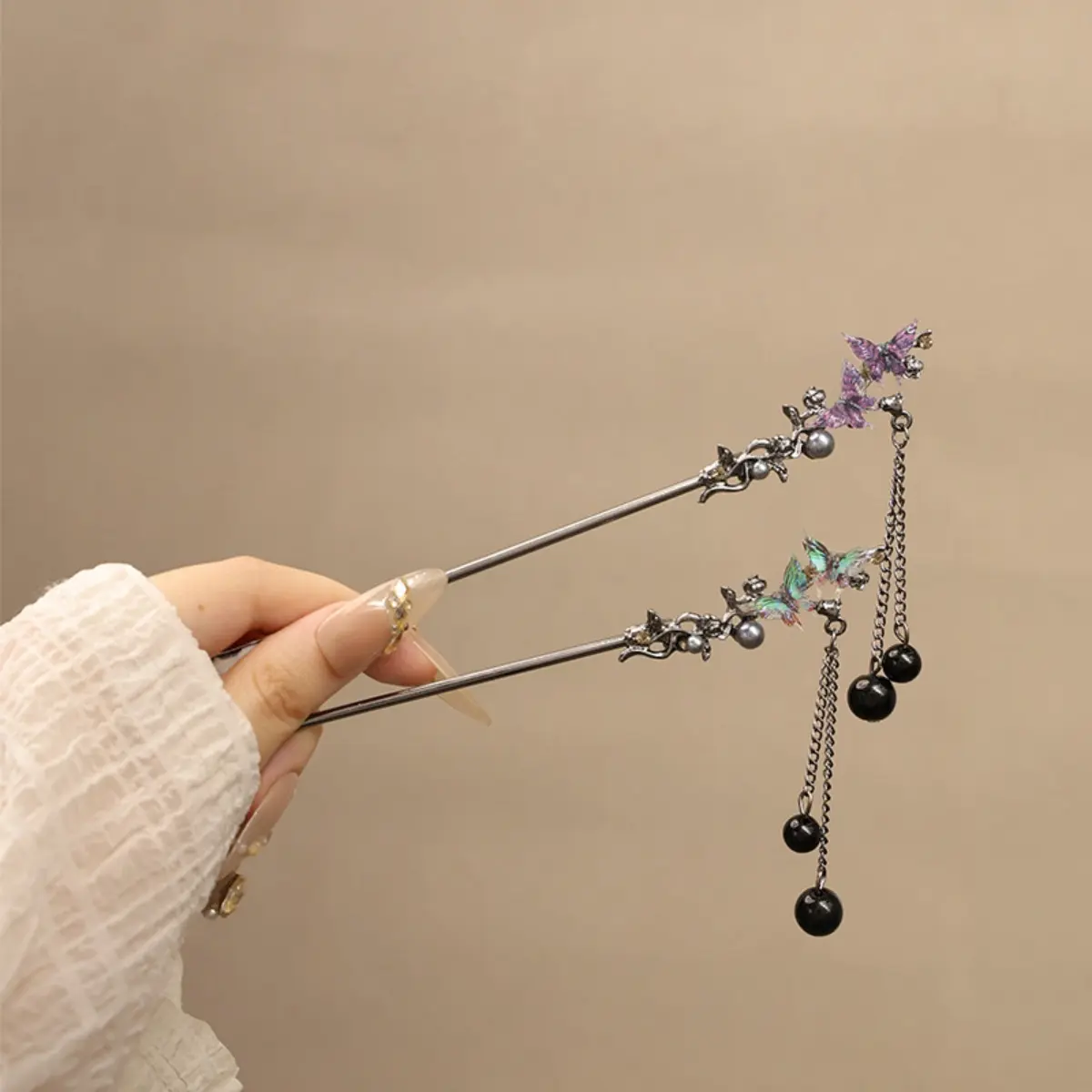 Neo Chinese Style Hairpin For Women Elegant Exquisite Butterfly Flower Tassel Hair Stick Girls Fashion Jewelry Hair Accessories