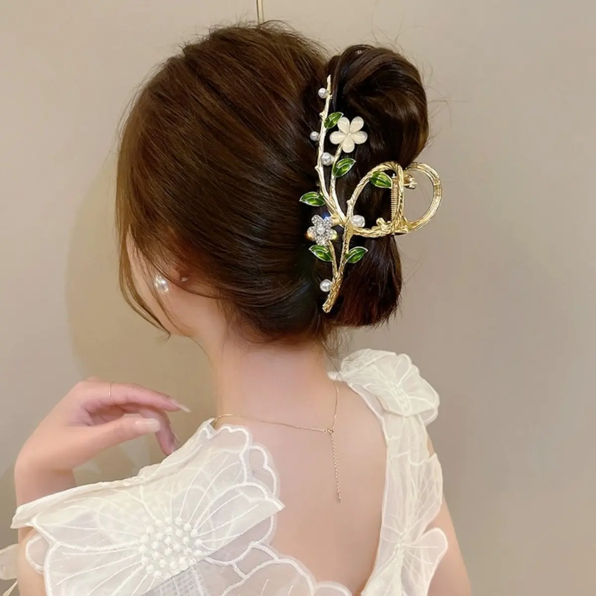 11/13cm Flower Hair Claw Little Fresh Country Style Metal Flower Shark Gripper Sweety Romantic Glitter Hair Accessories Hairpin