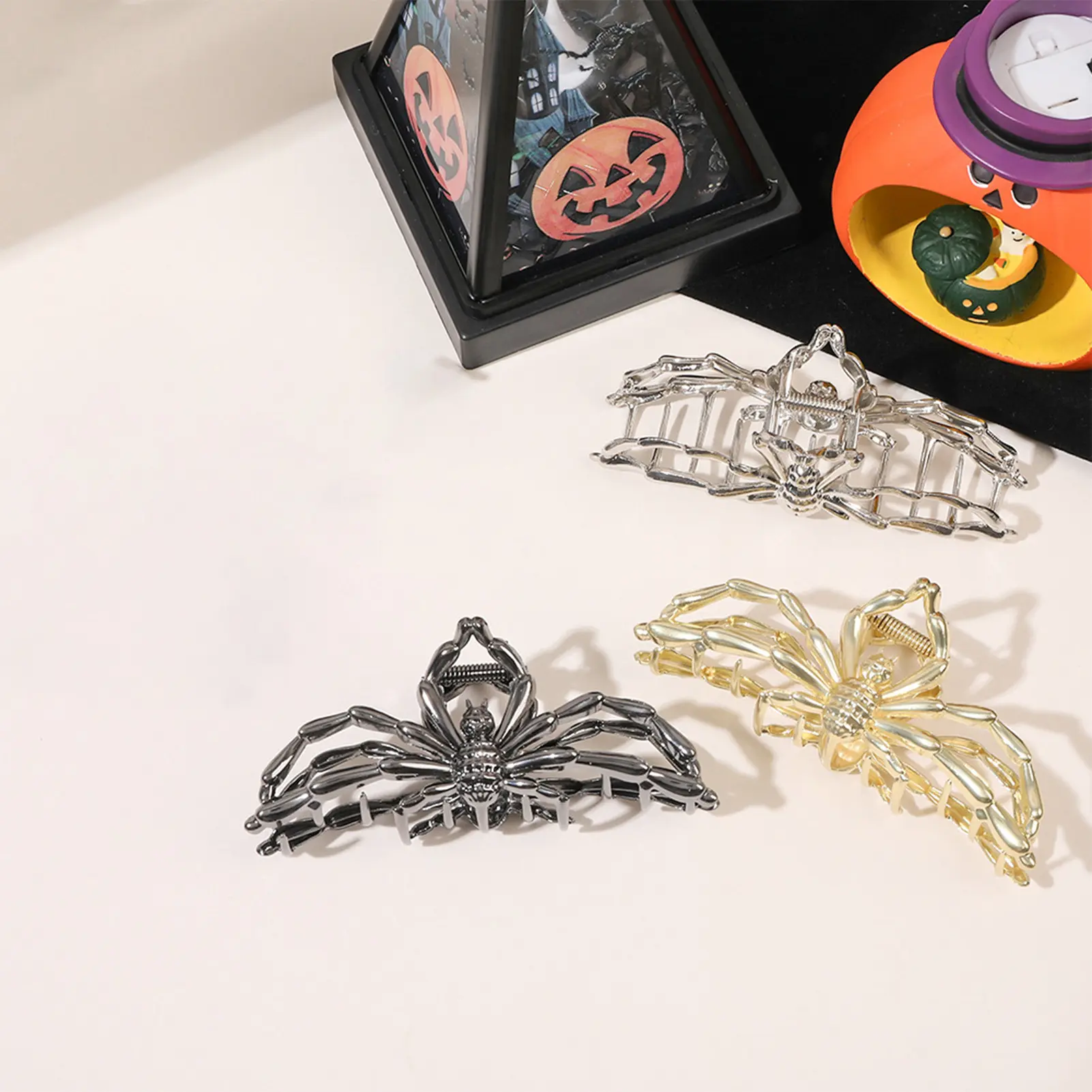 10.5cm Halloween Hair Claw For Women Creative Alloy Spider Shaped Shark Gripper Trendy Metal Hair Accessories Girls Hairpin