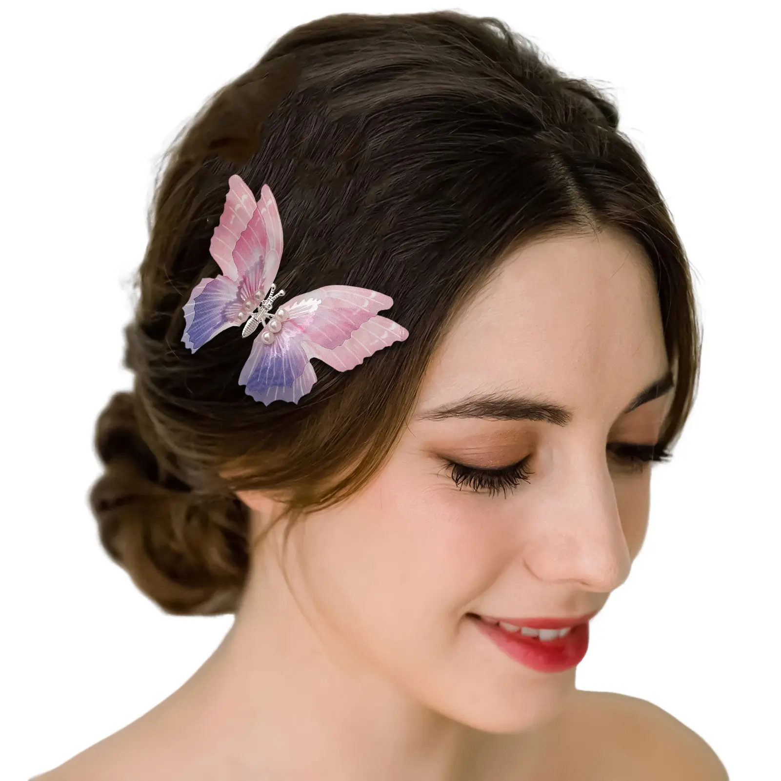 Creative Activity Butterfly Hair Clip For Women Girls Exquisite Rhinestone Gradient Butterfly Hair Clips Cute Hair Accessories