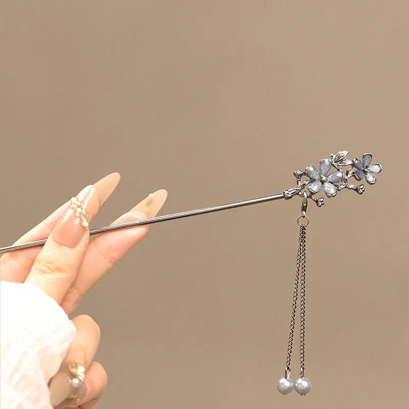 Neo Chinese Style Hairpin For Women Elegant Exquisite Butterfly Flower Tassel Hair Stick Girls Fashion Jewelry Hair Accessories