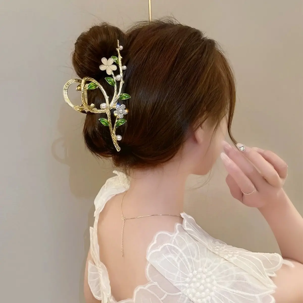 11/13cm Flower Hair Claw Little Fresh Country Style Metal Flower Shark Gripper Sweety Romantic Glitter Hair Accessories Hairpin