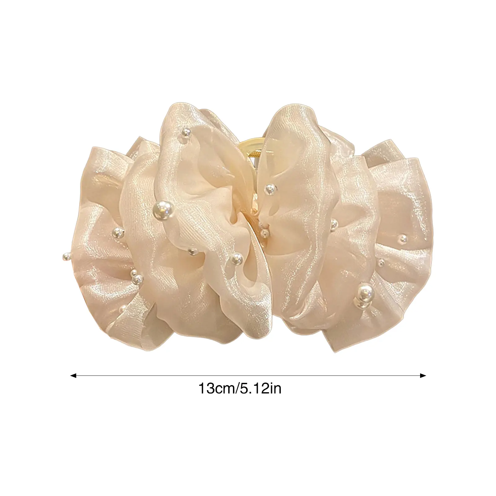 Elegant Bow Hair Claw For Women Exaggerated Bubble Mesh Pearl Shark Gripper Girls Daily Korean Style Bowknot Hair Accessories