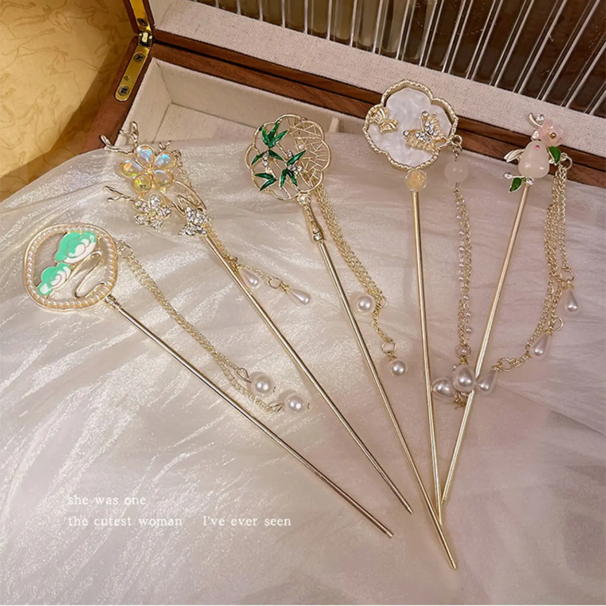 Elegant Flower Tassel Hairpin For Women Exquisite Neo-chinese Style Metal Hair Stick Girls Fashion Jewelry Hair Accessories