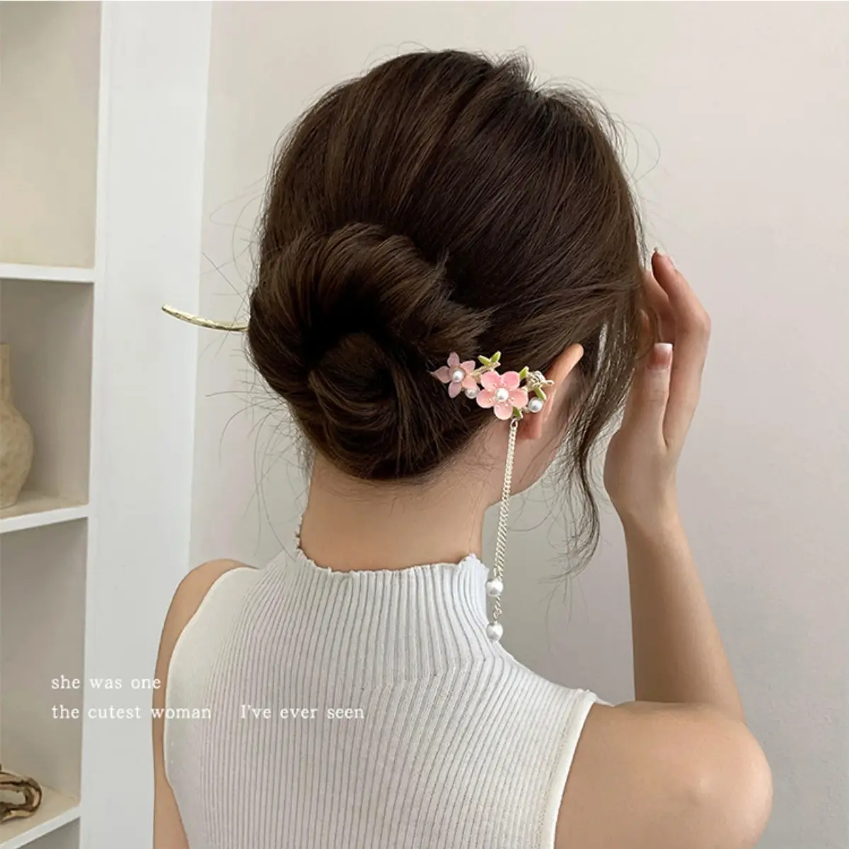 Elegant Flower Tassel Hairpin For Women Exquisite Neo-chinese Style Metal Hair Stick Girls Fashion Jewelry Hair Accessories