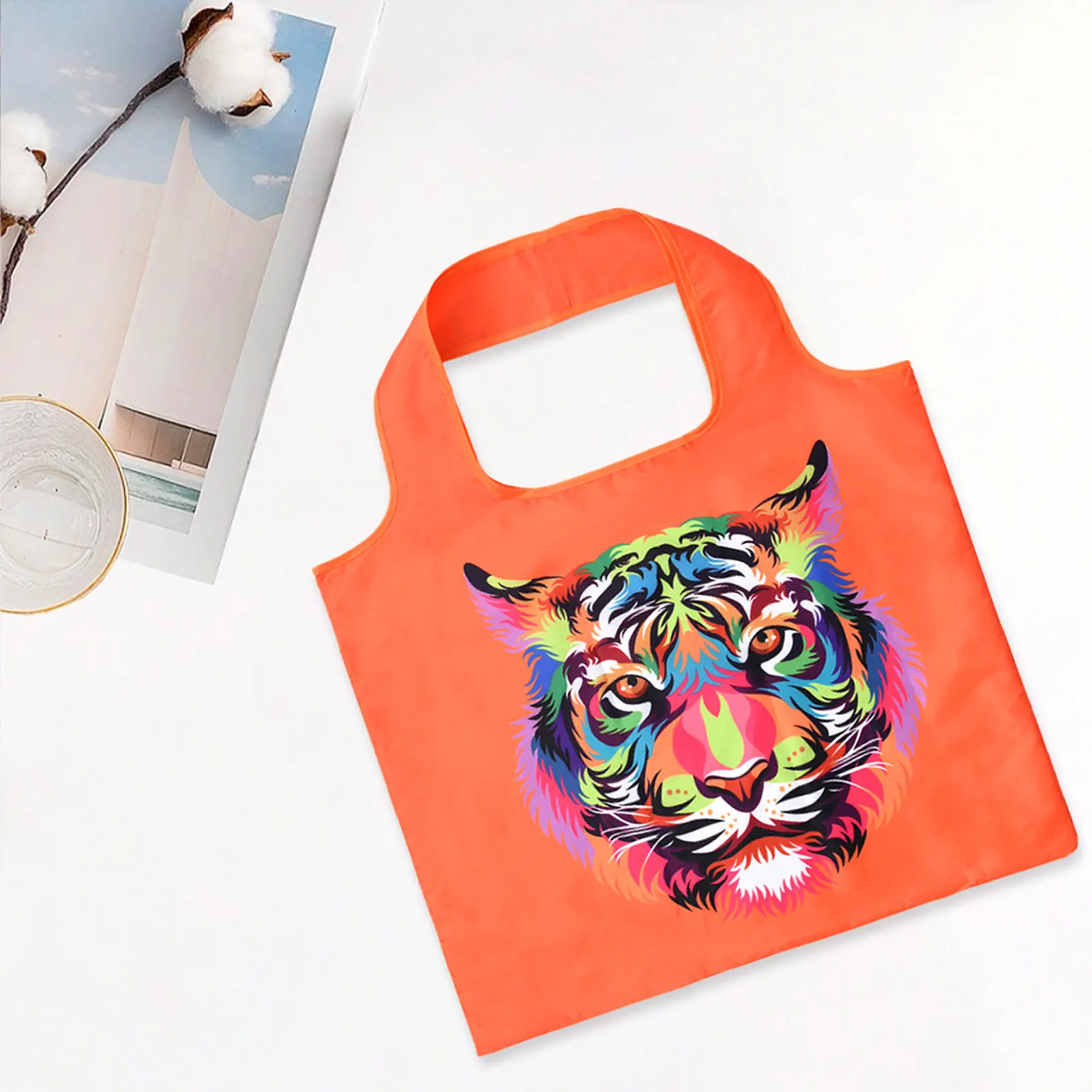 12x15cm Large Capacity Shopping Bag Portable Folding Polyester Storage Bag For Food Groceries Clothes Camping Travel Storage Bag