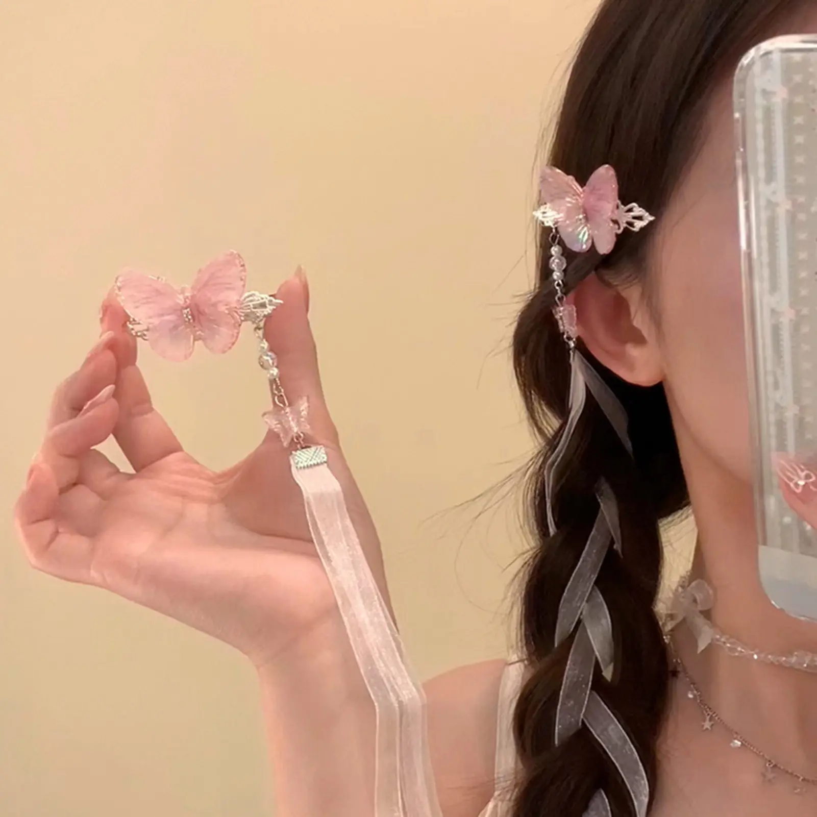 2pcs Neo Chinese Style Hair Clips Fairy Butterfly Ribbon Hairpin For Women Girls Elegant Exquisite Hanfu Hair Accessories