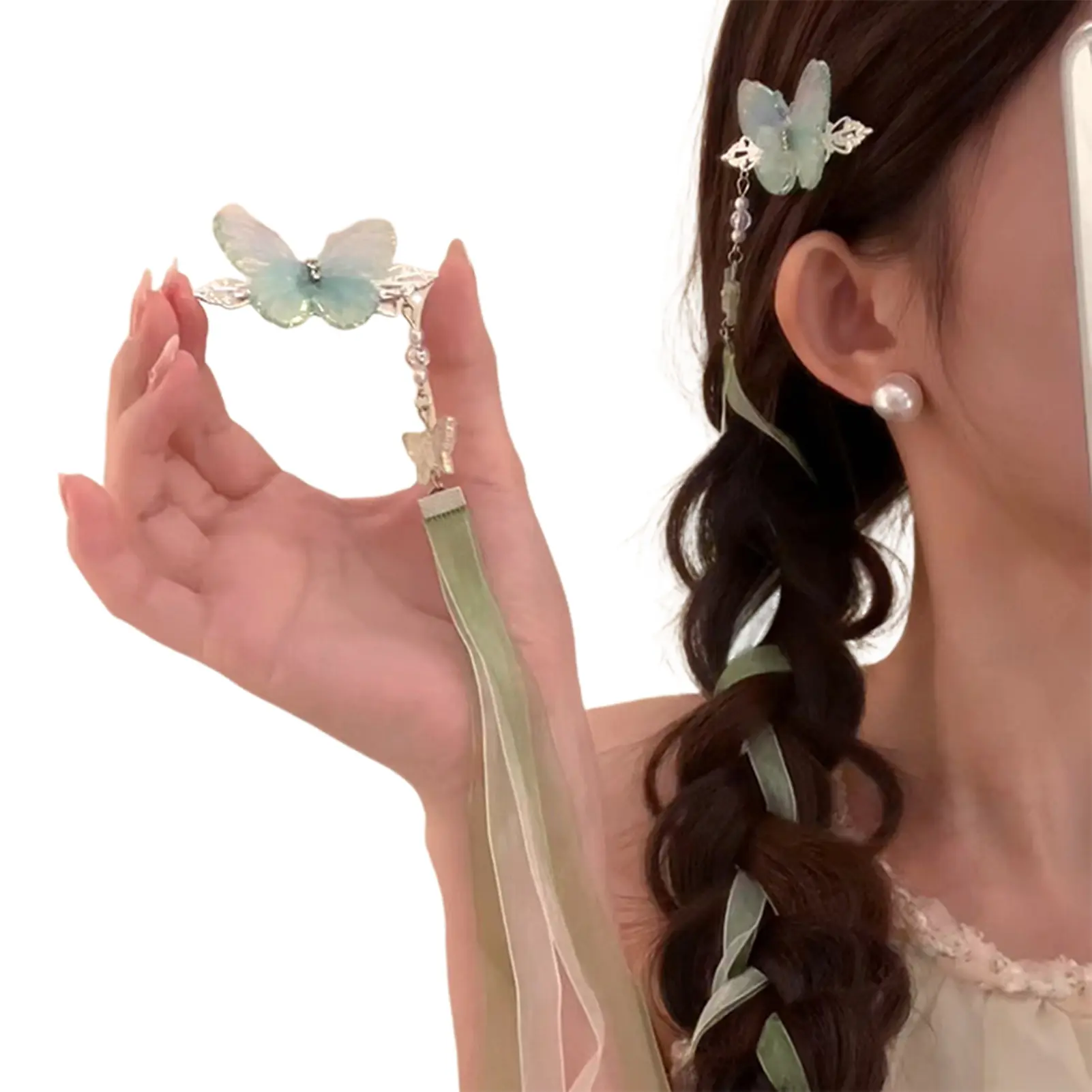 2pcs Neo Chinese Style Hair Clips Fairy Butterfly Ribbon Hairpin For Women Girls Elegant Exquisite Hanfu Hair Accessories
