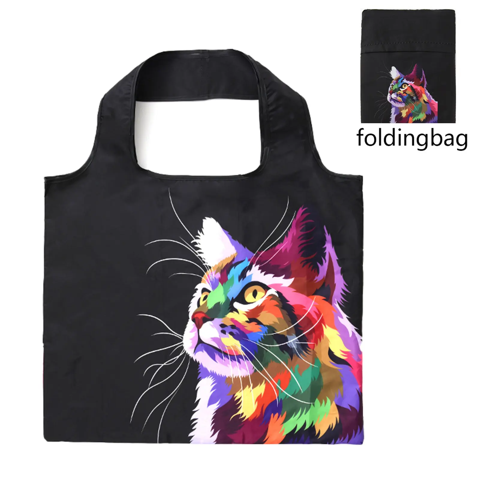 12x15cm Large Capacity Shopping Bag Portable Folding Polyester Storage Bag For Food Groceries Clothes Camping Travel Storage Bag