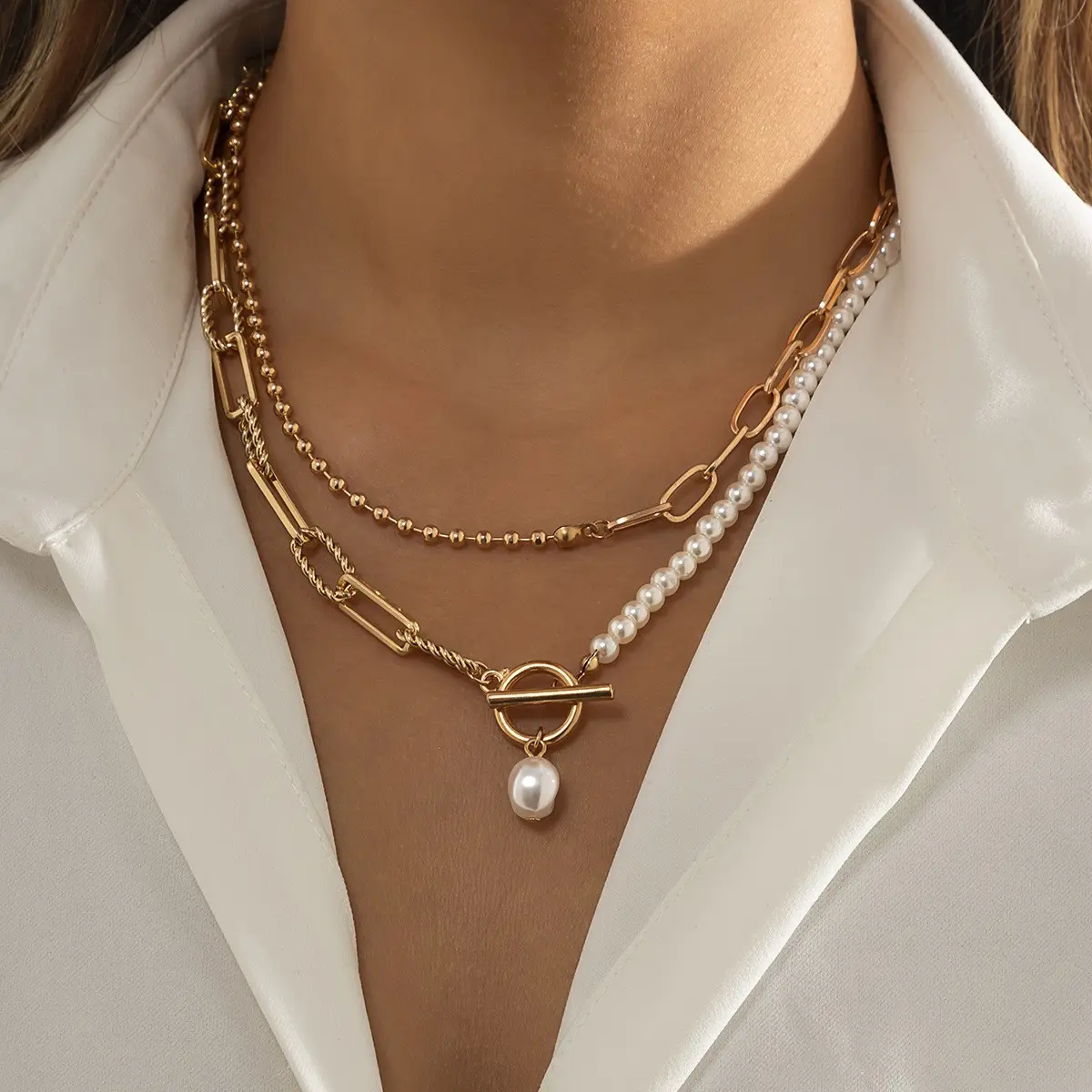 2/3/4pcs/set Stacked Necklace For Women Fashionable Trendy Metal Alloy Neck Chain Light Luxury Clavicle Chain Jewelry Neck Chain