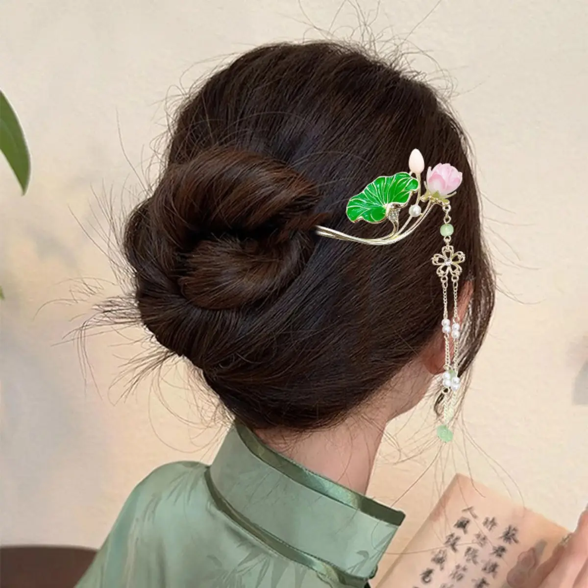 Fairy Lotus Tassel Hairpin For Girls Simulated Lotus Seedpod Hair Stick Not Fading Metal Hair Accessories Hanfu Hair Pins 1pc