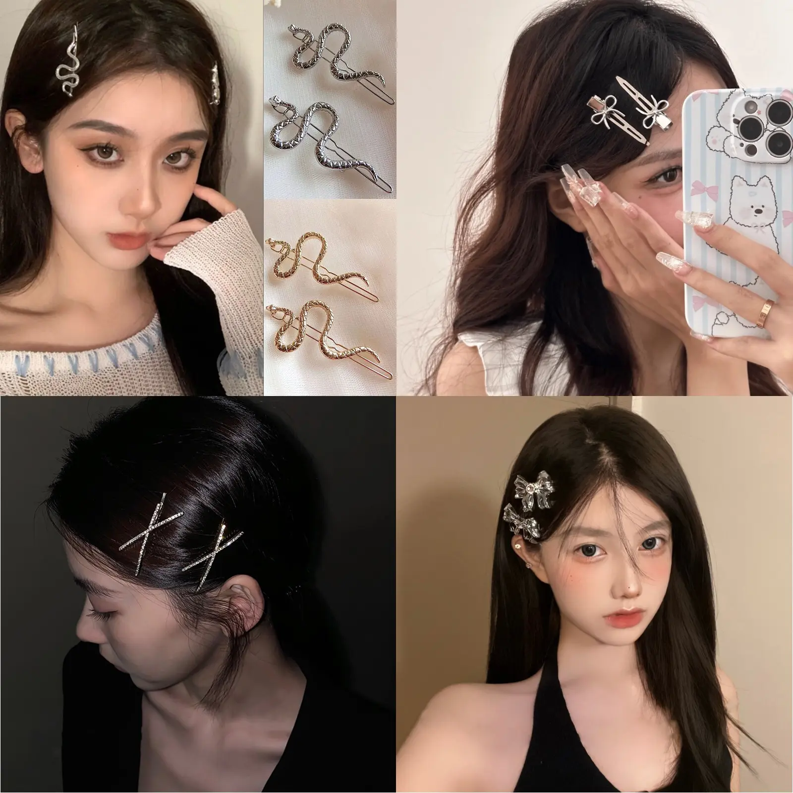 Y2K Style Hair Clips Vintage Punk Metal Barrettes For Women Girl Sweety Romantic Dopamine Glitter Metal Hair Accessories Hairpin