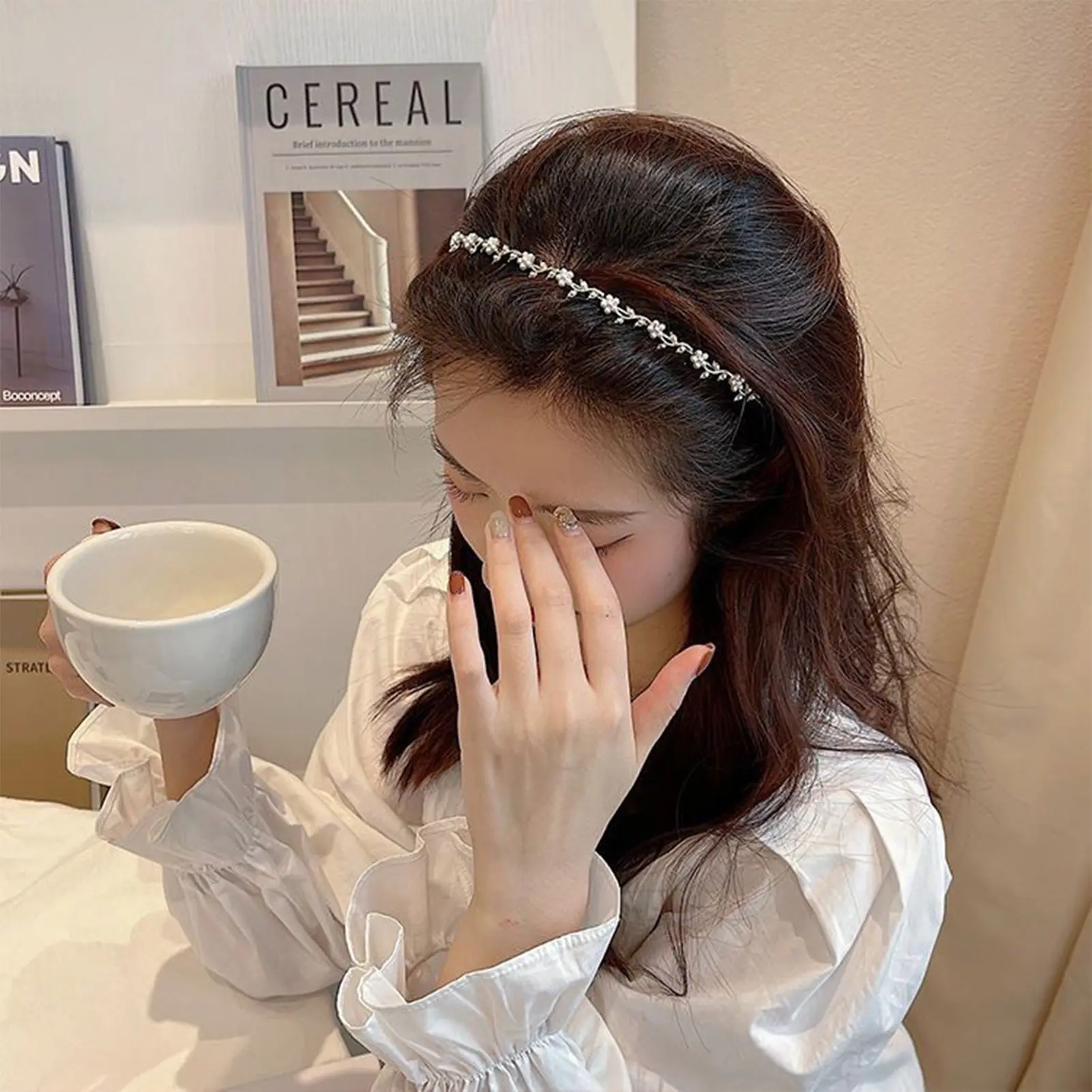 Elegant Fairy Headband For Women Sweety Romantic Forest Style Pearl Flower Headband Exquisite Trendy Jewelry Hair Accessories