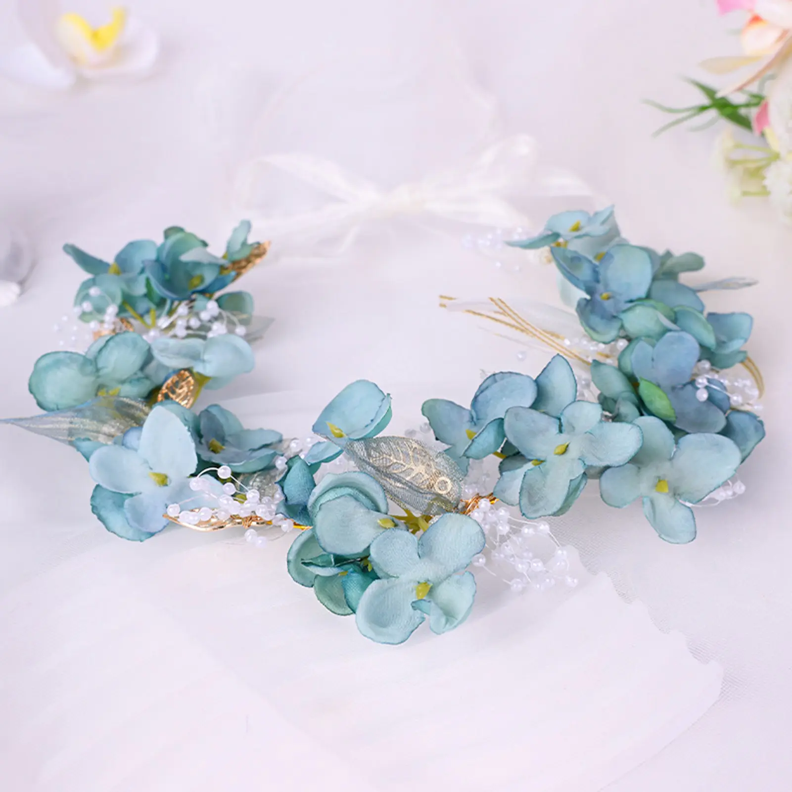 Handmade Flower Crown For Women Blue Forest Floral Wreath Headband Sweety Romantic Hair Accessories Girls Photography Props