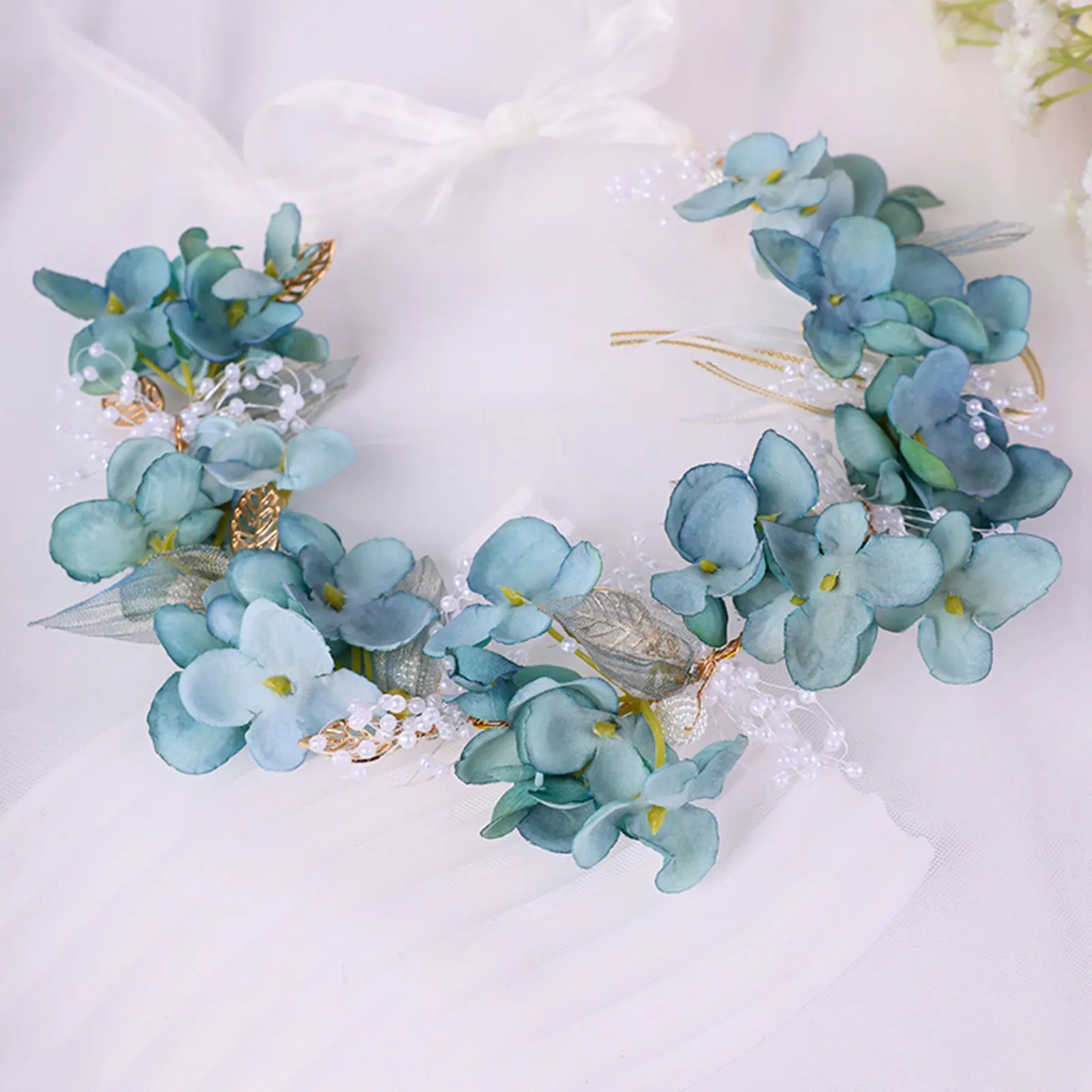 Handmade Flower Crown For Women Blue Forest Floral Wreath Headband Sweety Romantic Hair Accessories Girls Photography Props