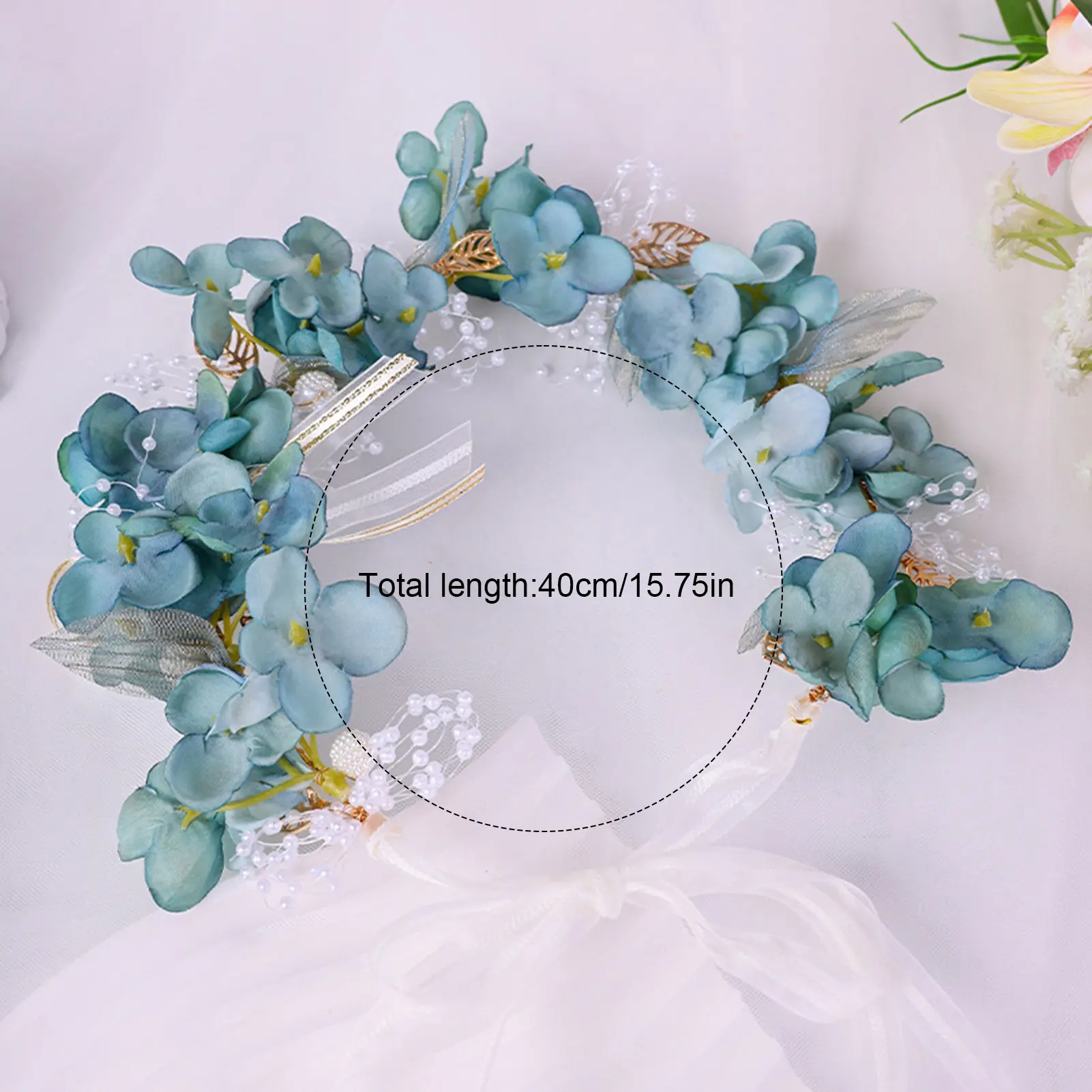 Handmade Flower Crown For Women Blue Forest Floral Wreath Headband Sweety Romantic Hair Accessories Girls Photography Props