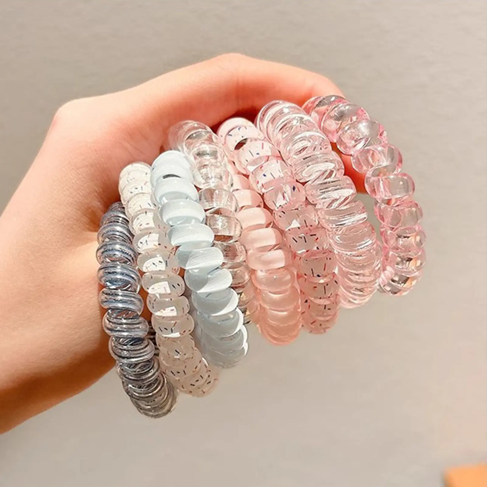 10/12pcs Hair Ropes For Women Macaron Colored Telephone Line Headband Sweety High Elasticity Headband Set Girls Daily Hair Ropes