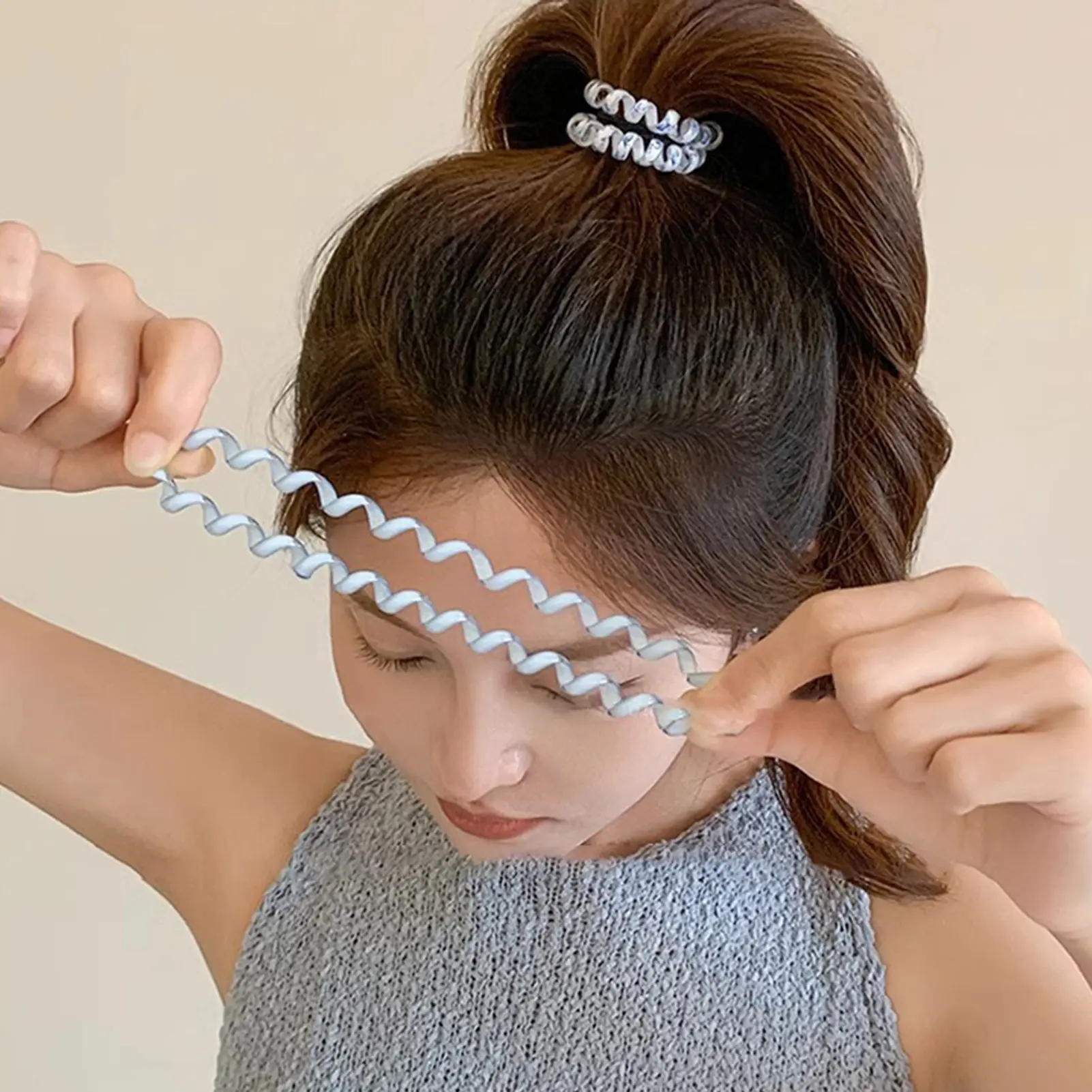 10/12pcs Hair Ropes For Women Macaron Colored Telephone Line Headband Sweety High Elasticity Headband Set Girls Daily Hair Ropes