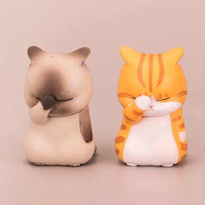 Face Covering Kitten Ornament Cute Cartoon Forehead Cat Desktop Decoration Siamese Orange Cat Doll Home Decoration Sculpture