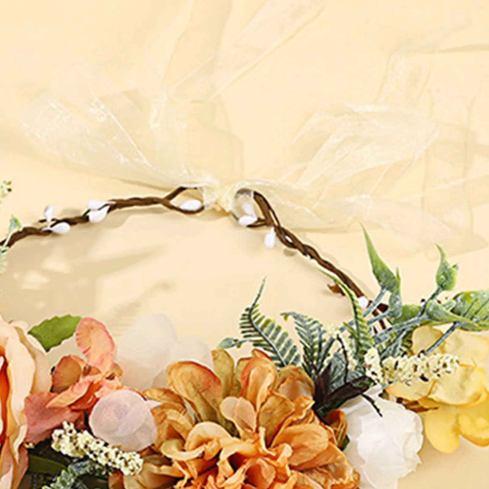 Boho Flower Crown For Women Elegant Forest Style Handmade Flower Garland Headband Girls Photography Props Hair Accessories 1pc