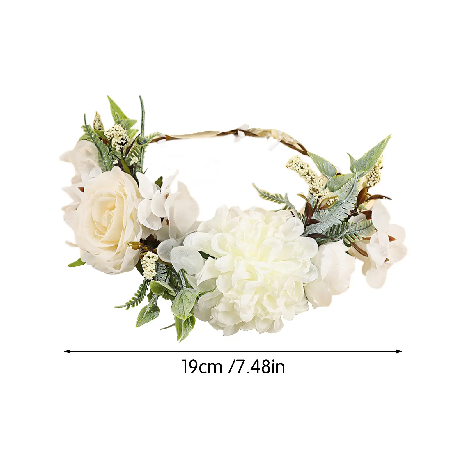 Boho Flower Crown For Women Elegant Forest Style Handmade Flower Garland Headband Girls Photography Props Hair Accessories 1pc