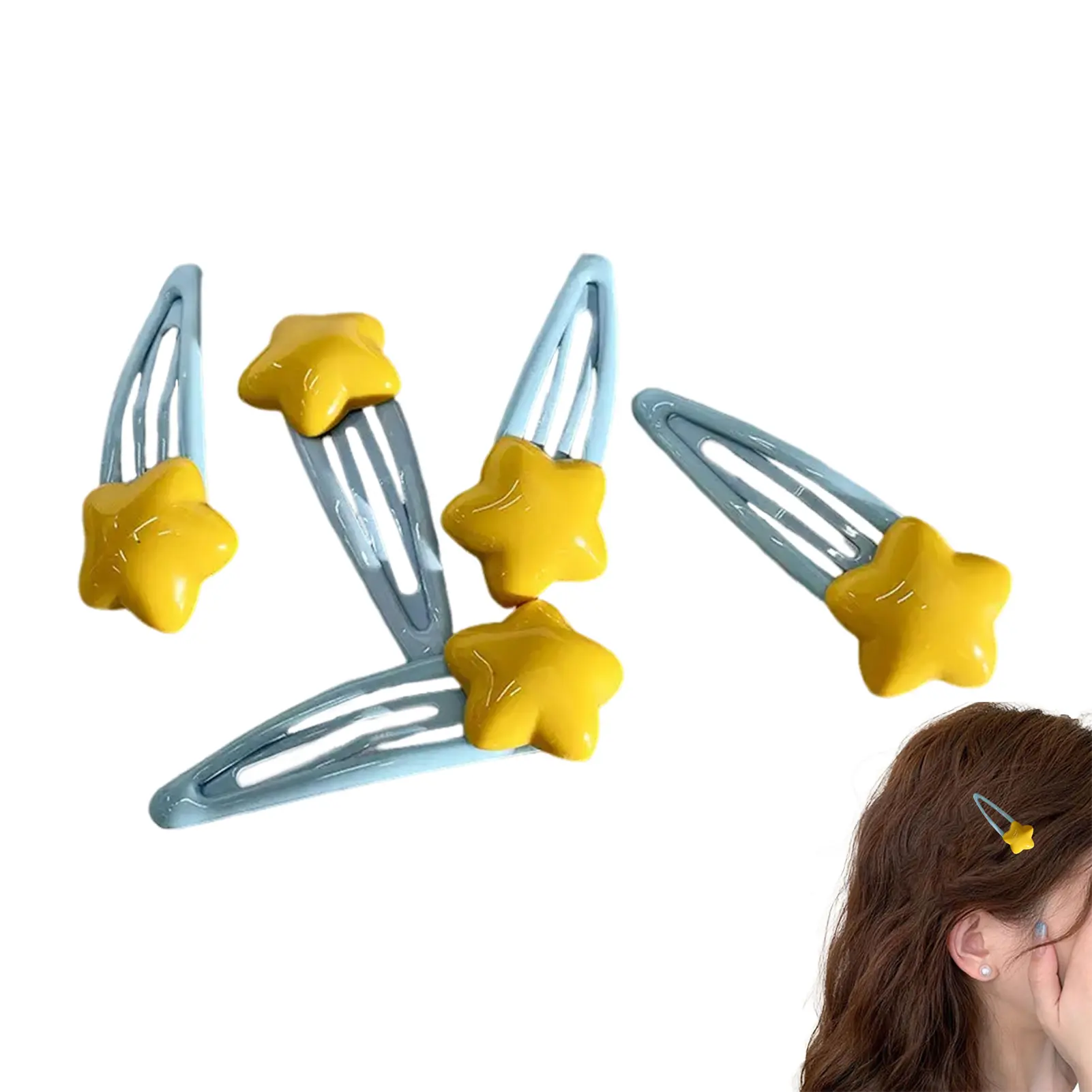 1/5/10/20pcs Hair Clips For Women Dopamine Yellow Blue Star BB Hair Clip Y2K Style Cute Hairpin Fashionab Girls Hair Accessories