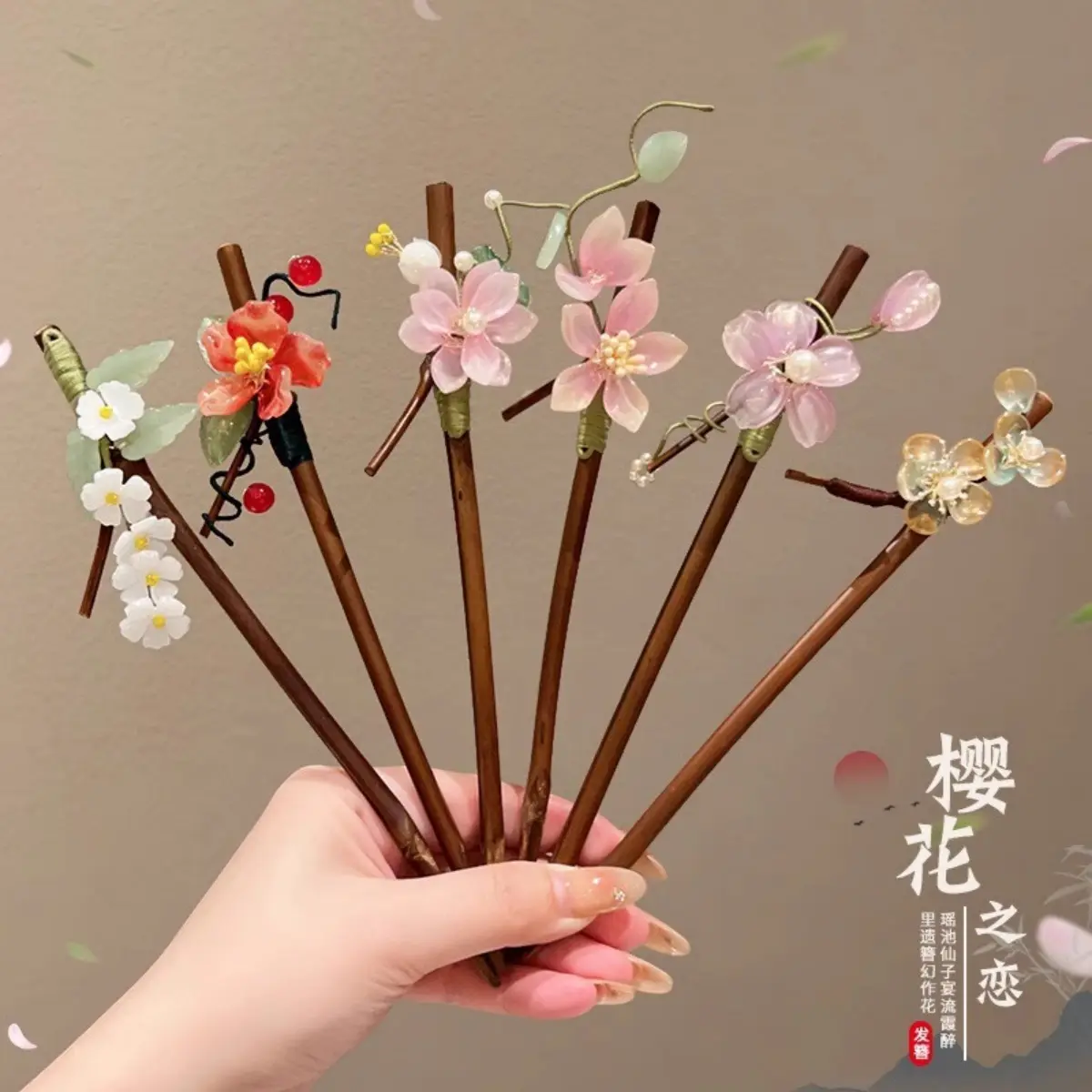 Elegant Bamboo Hairpin Handmade Flower Hair Stick For Women Girls Vintage Chinese Style Hanfu Hair Accessories Floral Hair Clip