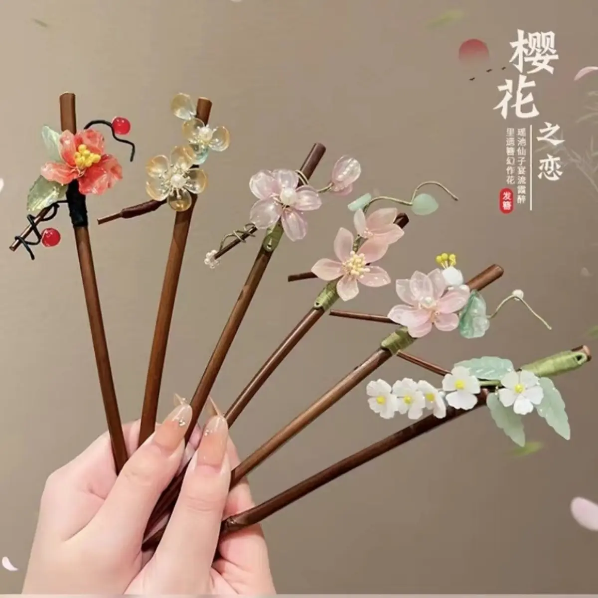Elegant Bamboo Hairpin Handmade Flower Hair Stick For Women Girls Vintage Chinese Style Hanfu Hair Accessories Floral Hair Clip