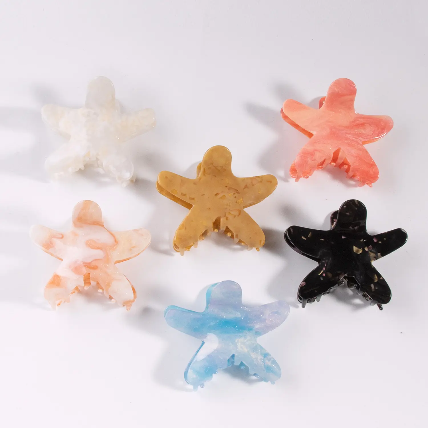 8cm Starfish Hair Claw Creative Patrick Star Color Matching Shark Gripper Gradient Acrylic Hair Clip Girls Hair Accessories 1pc