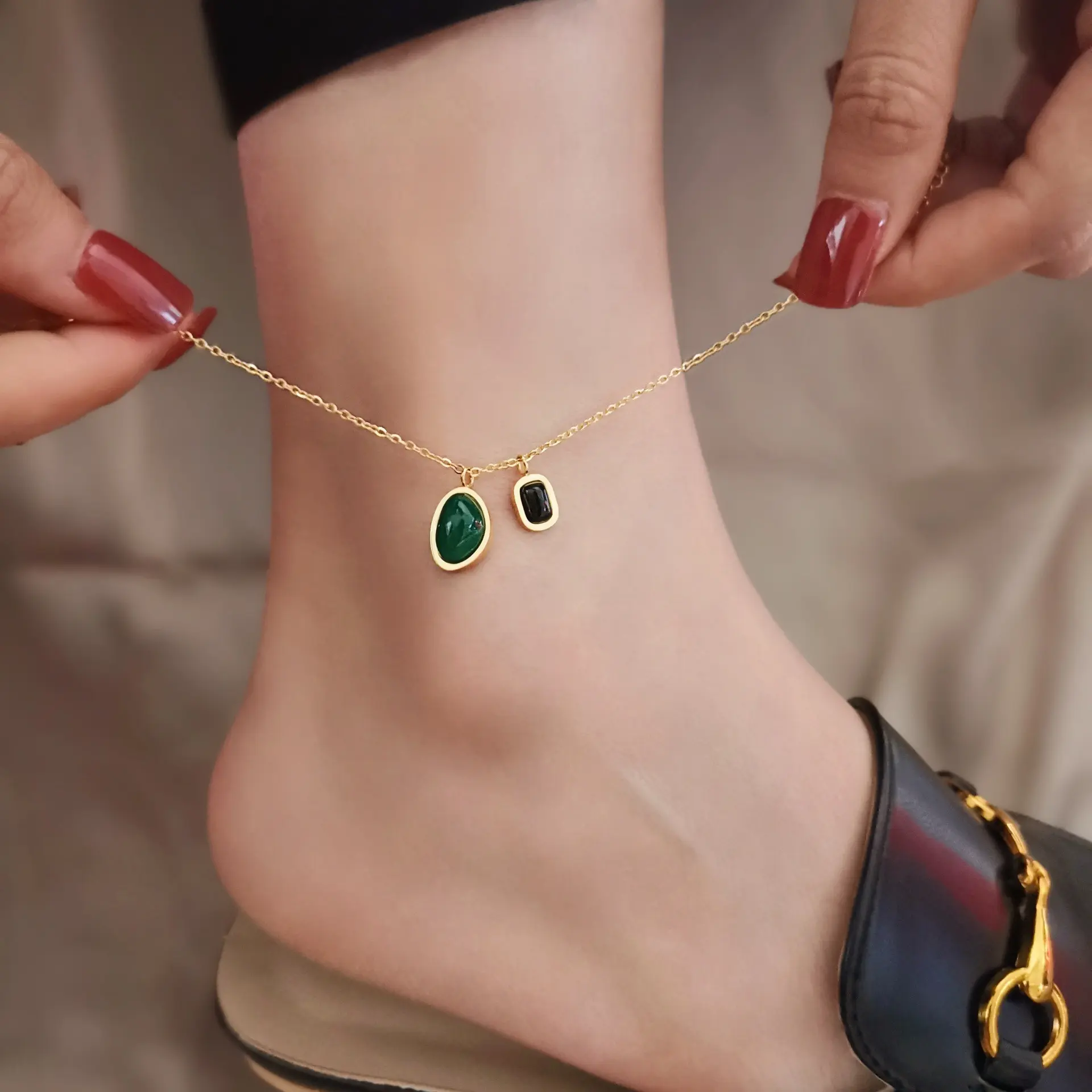 Trendy Light Luxury Anklet For Women Elegant Heart Butterfly Design Titanium Steel Bracelets Non Fading Foot Decor Accessories