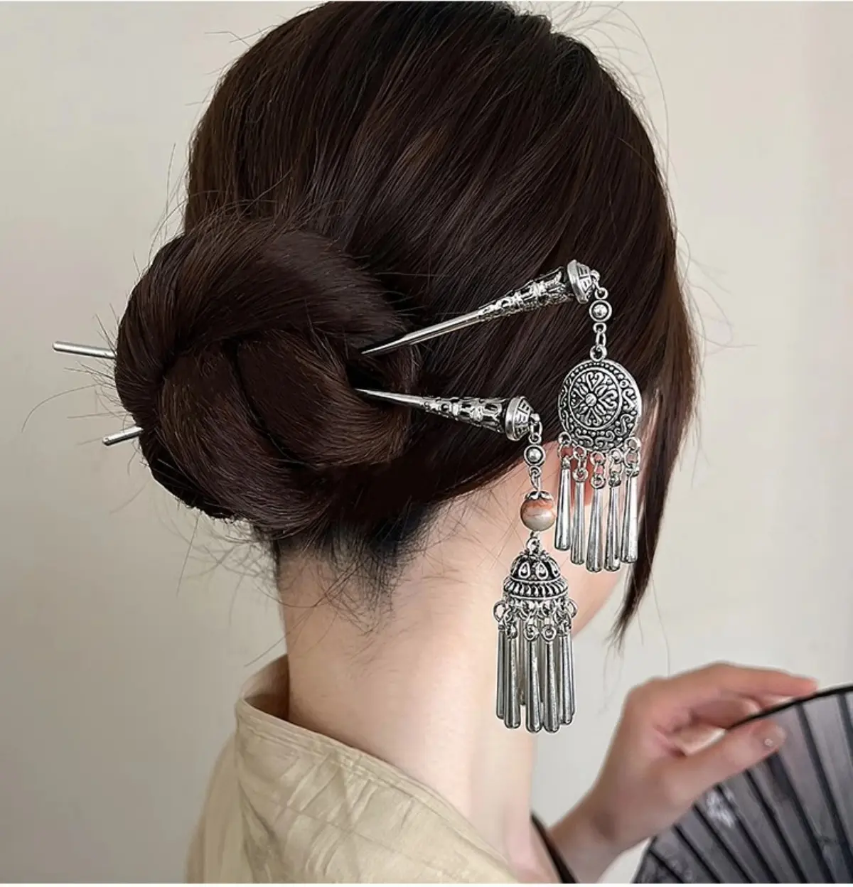 Elegant Women's Hairpin Antique Silver Butterfly Tassel Hair Stick Vintage Chinese Style Metal Jewelry Hair Accessories Hairpins