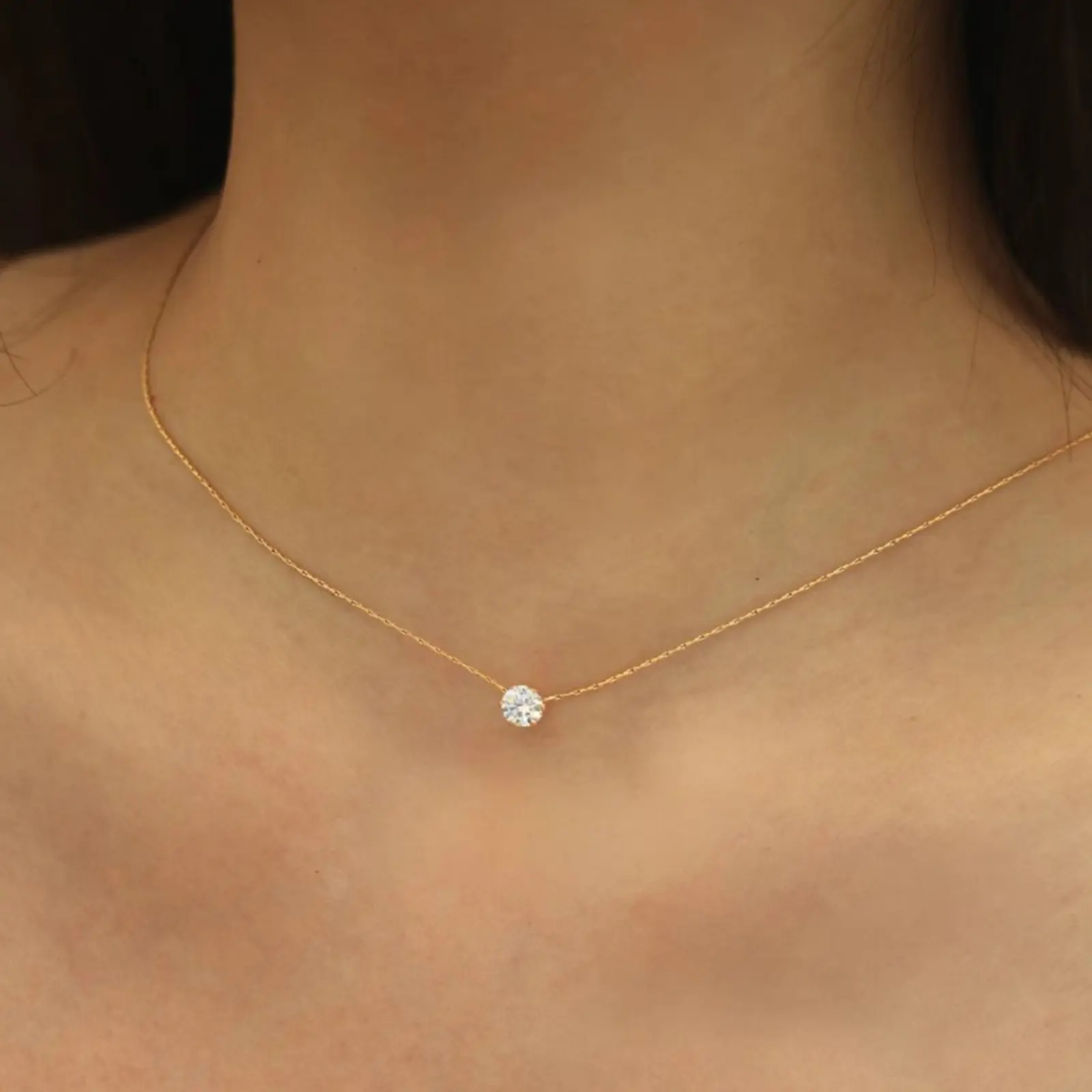Simple Zircon Necklace For Women Compact Shiny Gemstone Collarbone Chain Light Luxury Girls Necklace Jewelry Neck Accessories