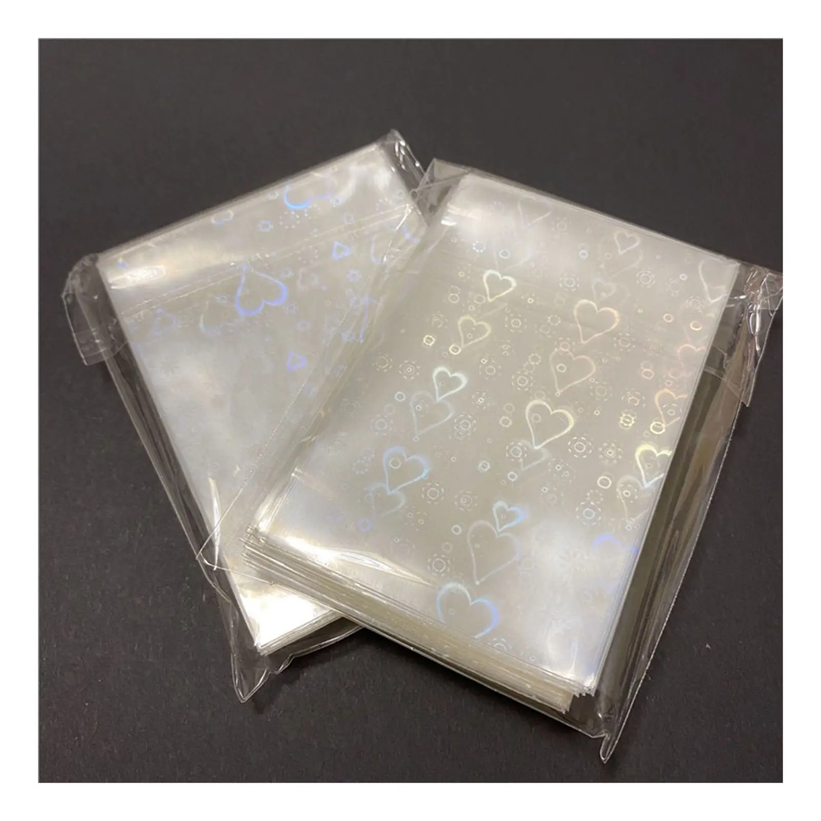 100pcs Card Storage Cover Kpop Popstar Small Card Protective Case Laser Heart Pattern PP Card Film 5.7x8.8cm Signed Photo Covers