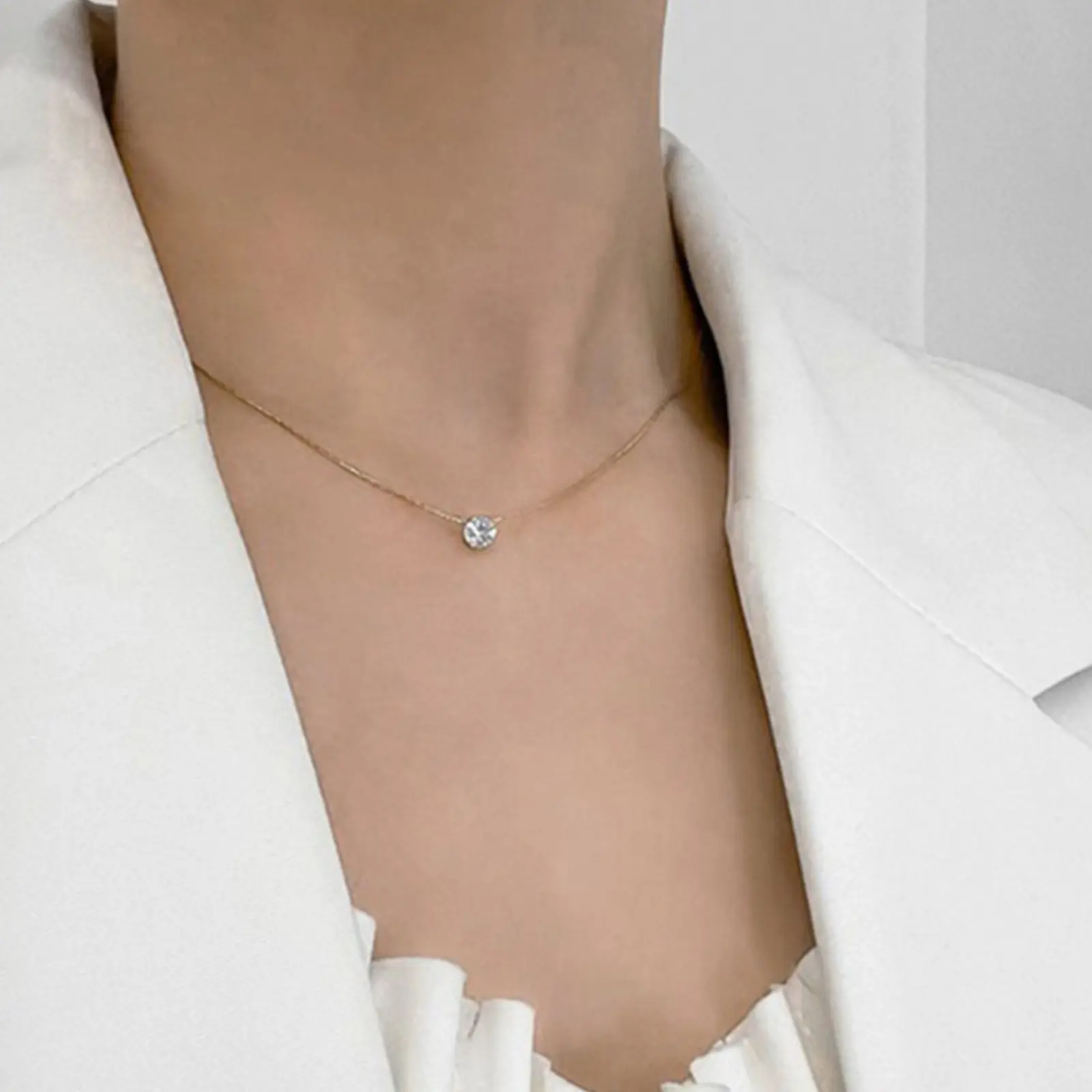Simple Zircon Necklace For Women Compact Shiny Gemstone Collarbone Chain Light Luxury Girls Necklace Jewelry Neck Accessories